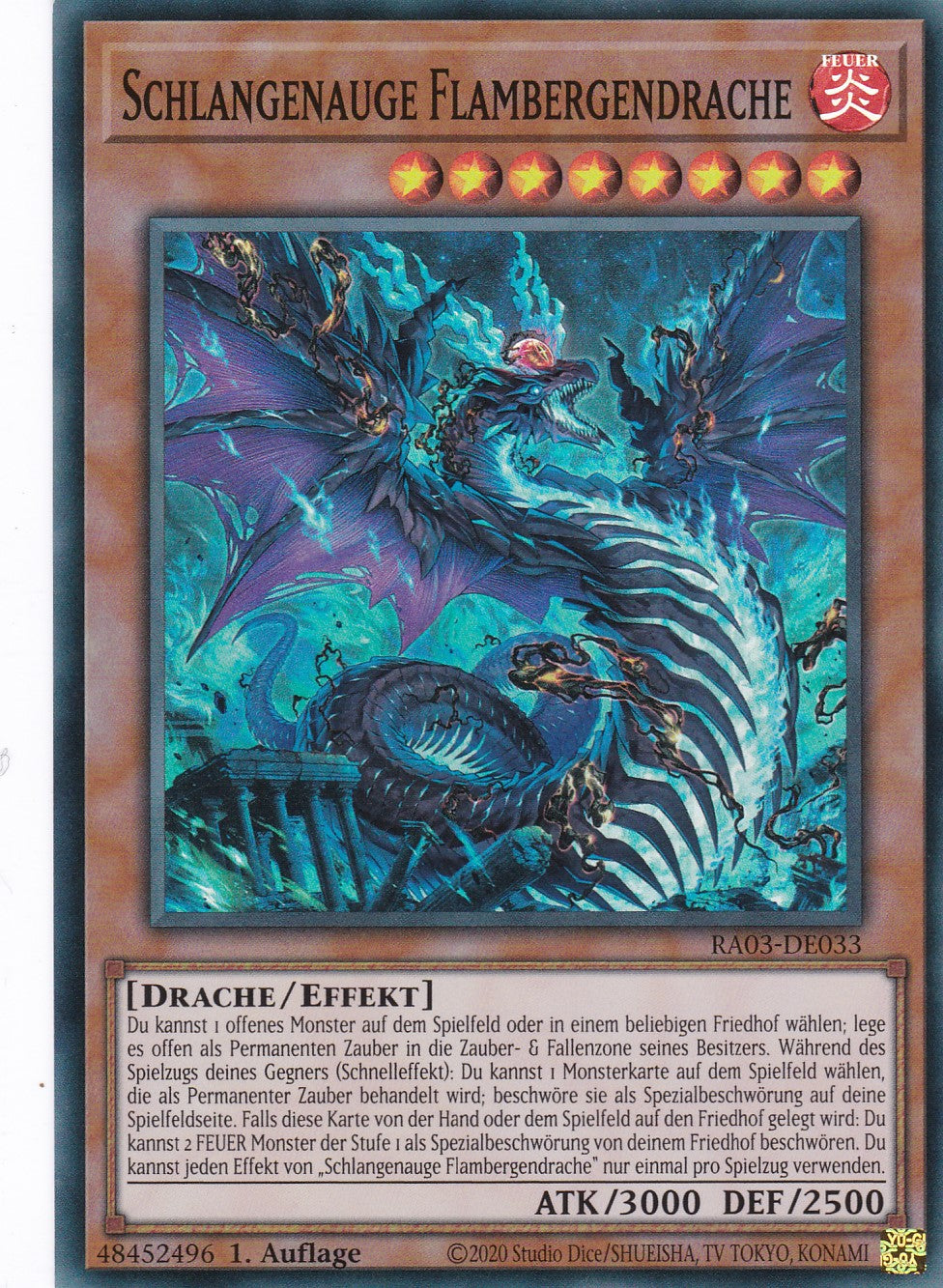 Schlangenauge Flambergendrache - RA03-DE033 - Super Rare - Deutsch - 1. Auflage - Quarter Century Bonanza