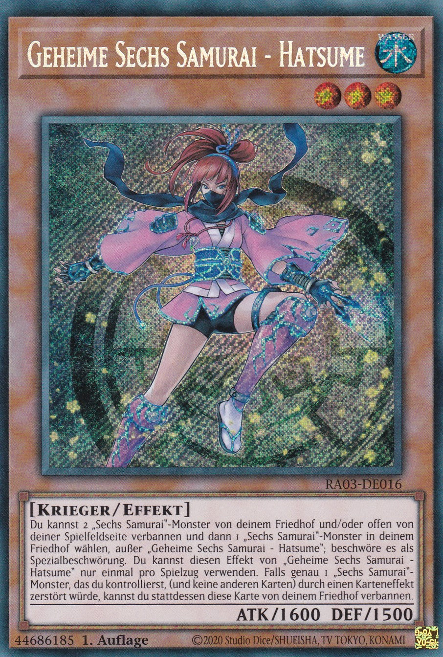 Geheime Sechs Samurai - Hatsume - RA03-DE016 - Secret Rare - Deutsch - 1. Auflage - Quarter Century Bonanza