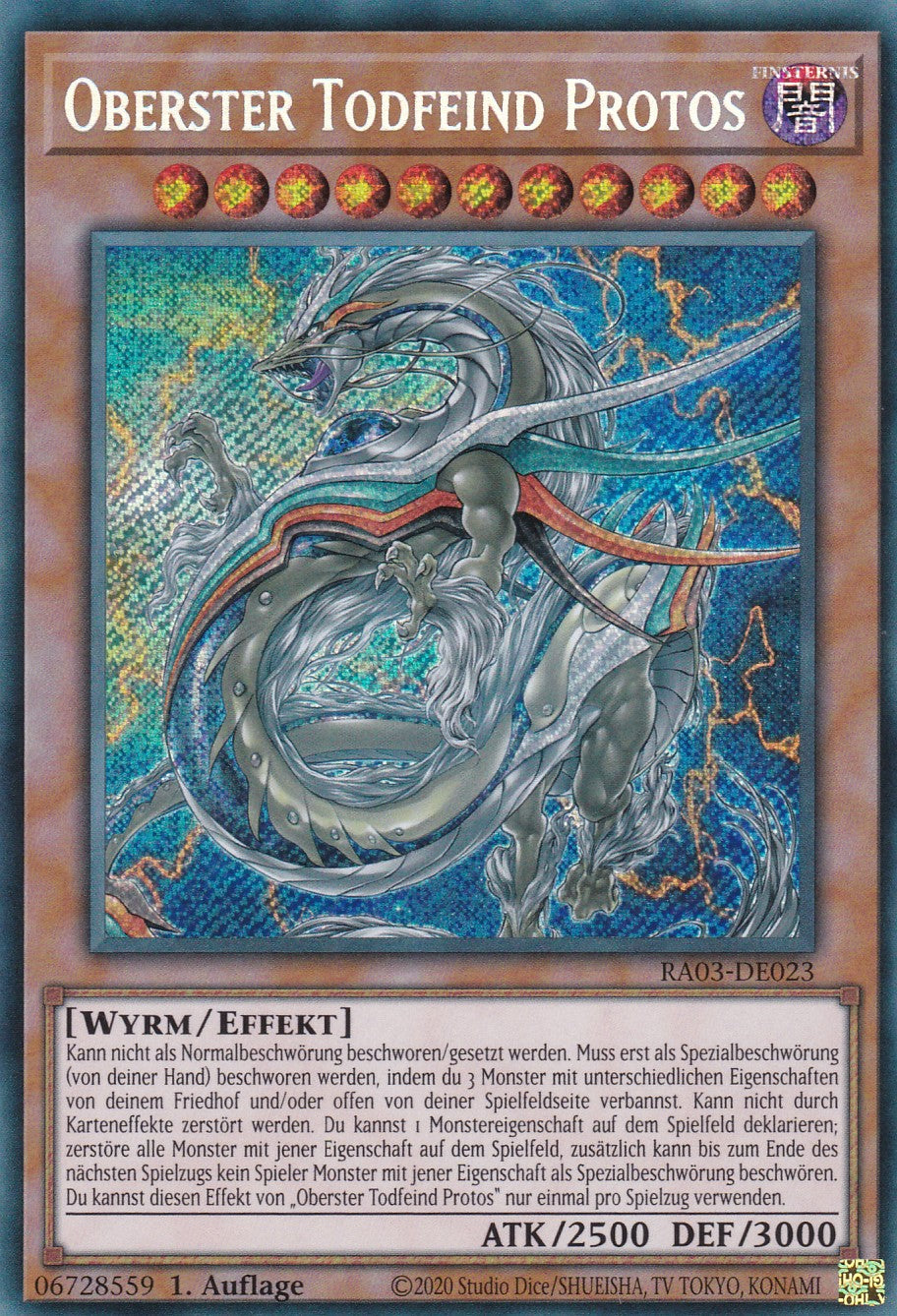 Oberster Todfeind Protos - RA03-DE023 - Secret Rare - Deutsch - 1. Auflage - Quarter Century Bonanza