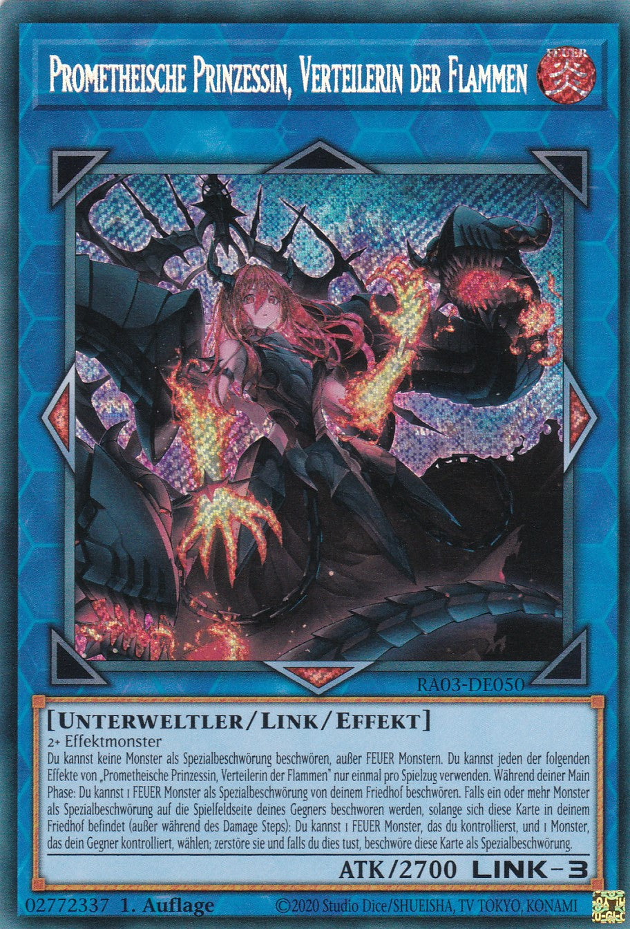 Prometheische Prinzessin, Verteilerin der Flammen - RA03-DE050 - Secret Rare - Deutsch - 1. Auflage - Quarter Century Bonanza