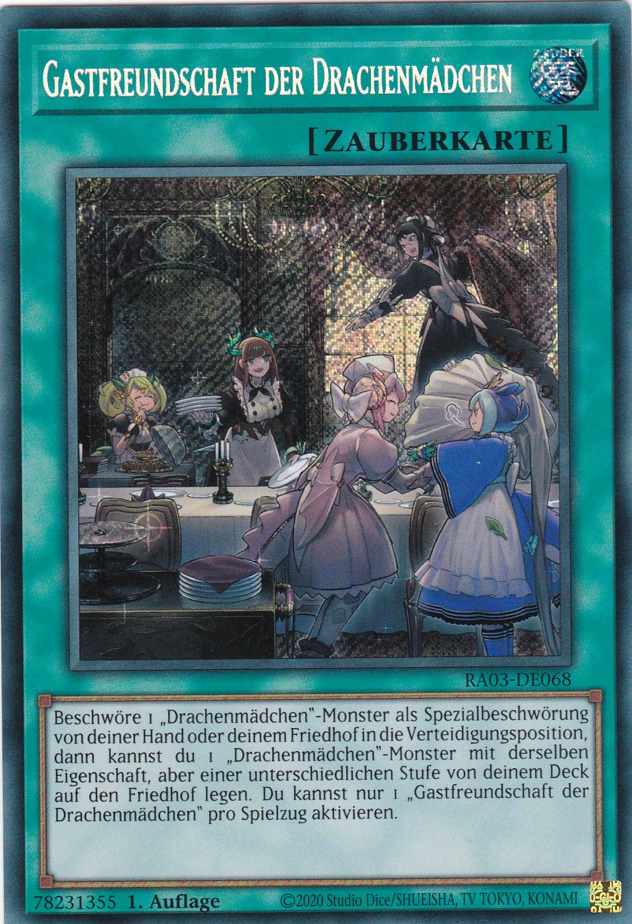 Gastfreundschaft der Drachenmädchen - RA03-DE068 - Secret Rare - Deutsch - 1. Auflage - Quarter Century Bonanza