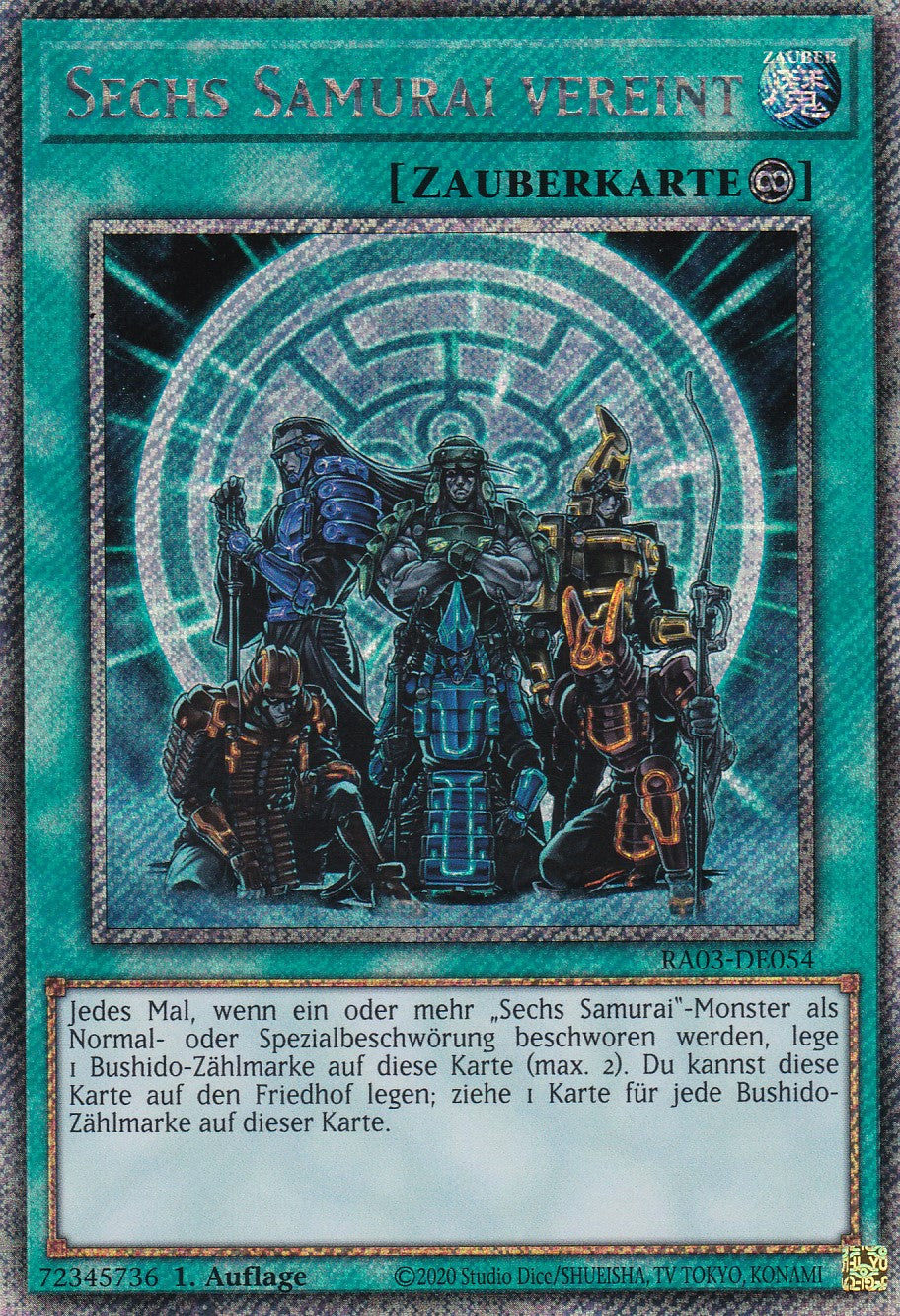 Sechs Samurai vereint - RA03-DE054 - Platinum Secret Rare - Deutsch - 1. Auflage - Quarter Century Bonanza