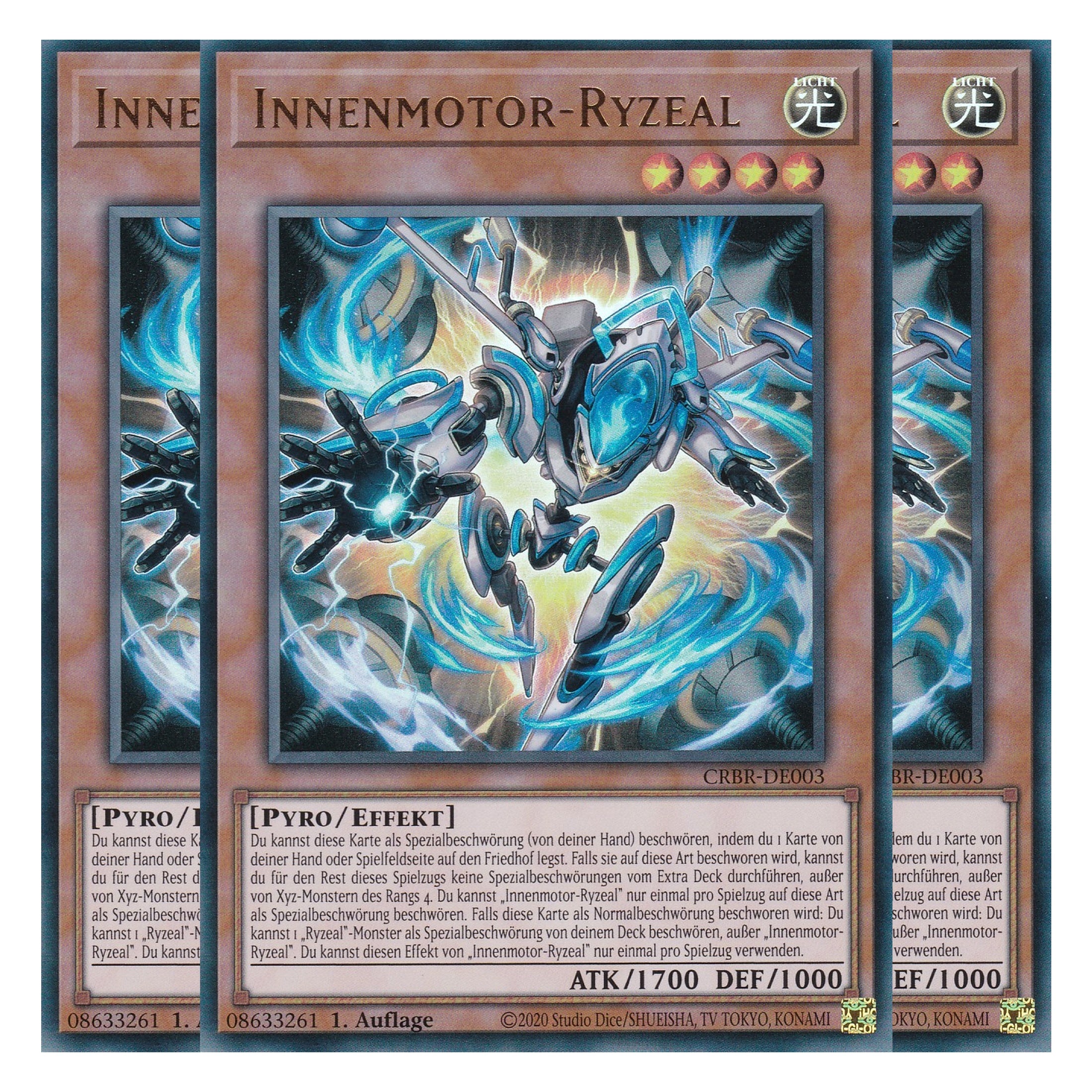 Innenmotor-Ryzeal - CRBR-DE003 - Ultra Rare - Deutsch - 1. Auflage - Crossover Breakers - Playset (3 Kopien) - Yu-Gi-Oh!