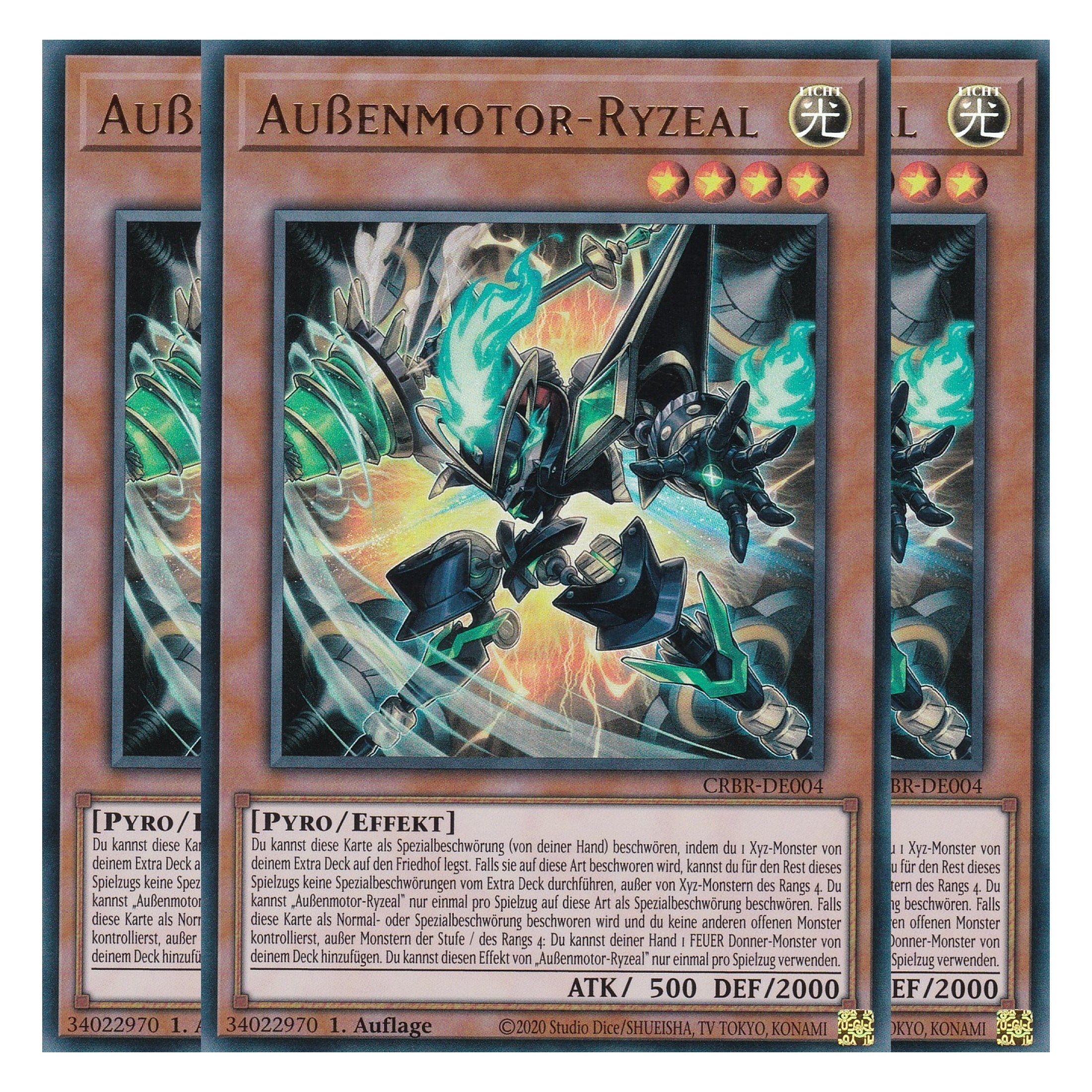 Außenmotor-Ryzeal - CRBR-DE004 - Ultra Rare - Deutsch - 1. Auflage - Crossover Breakers - Playset (3 Kopien) - Yu-Gi-Oh!