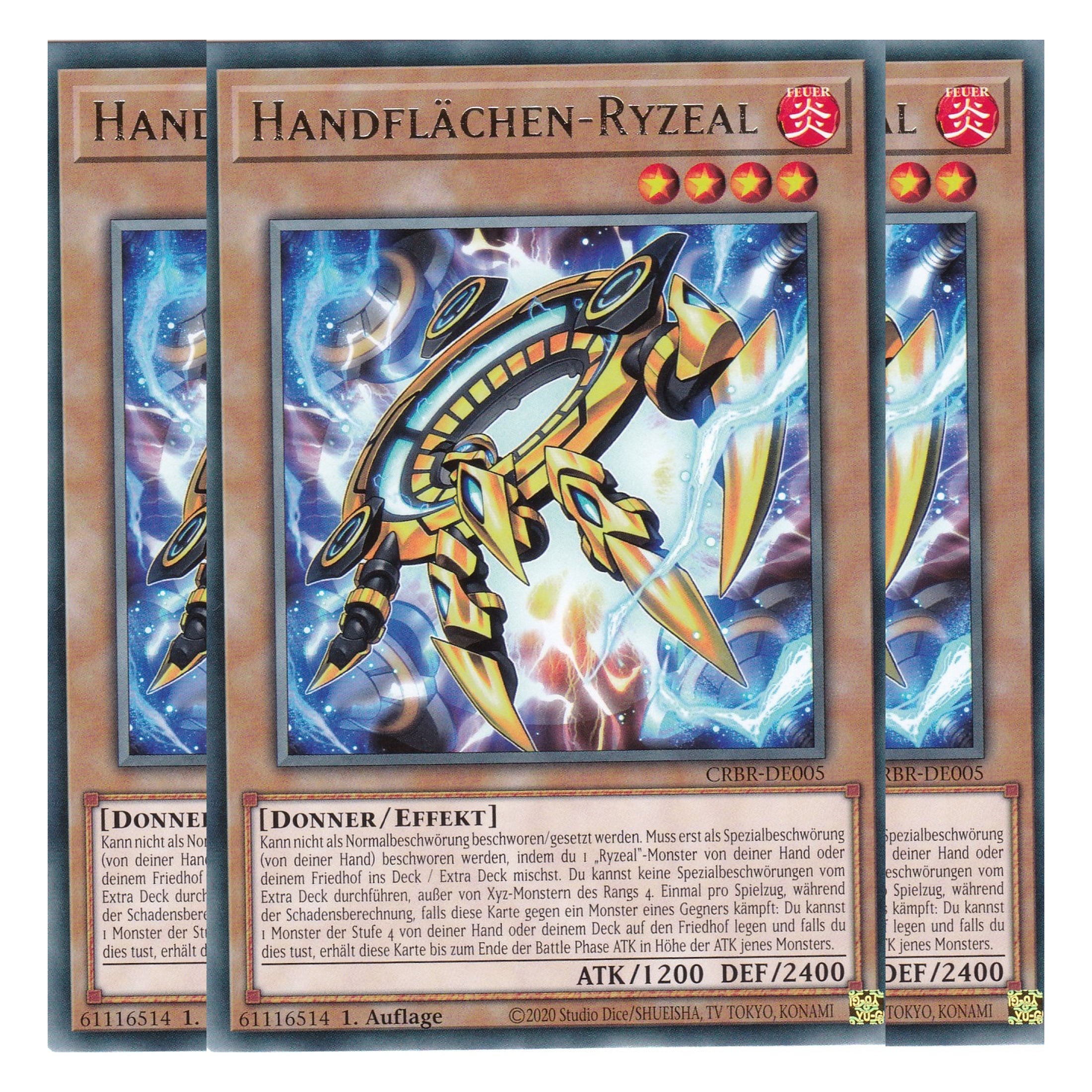 Handflächen-Ryzeal - CRBR-DE005 - Rare - Deutsch - 1. Auflage - Crossover Breakers - Playset (3 Kopien) - Yu-Gi-Oh!