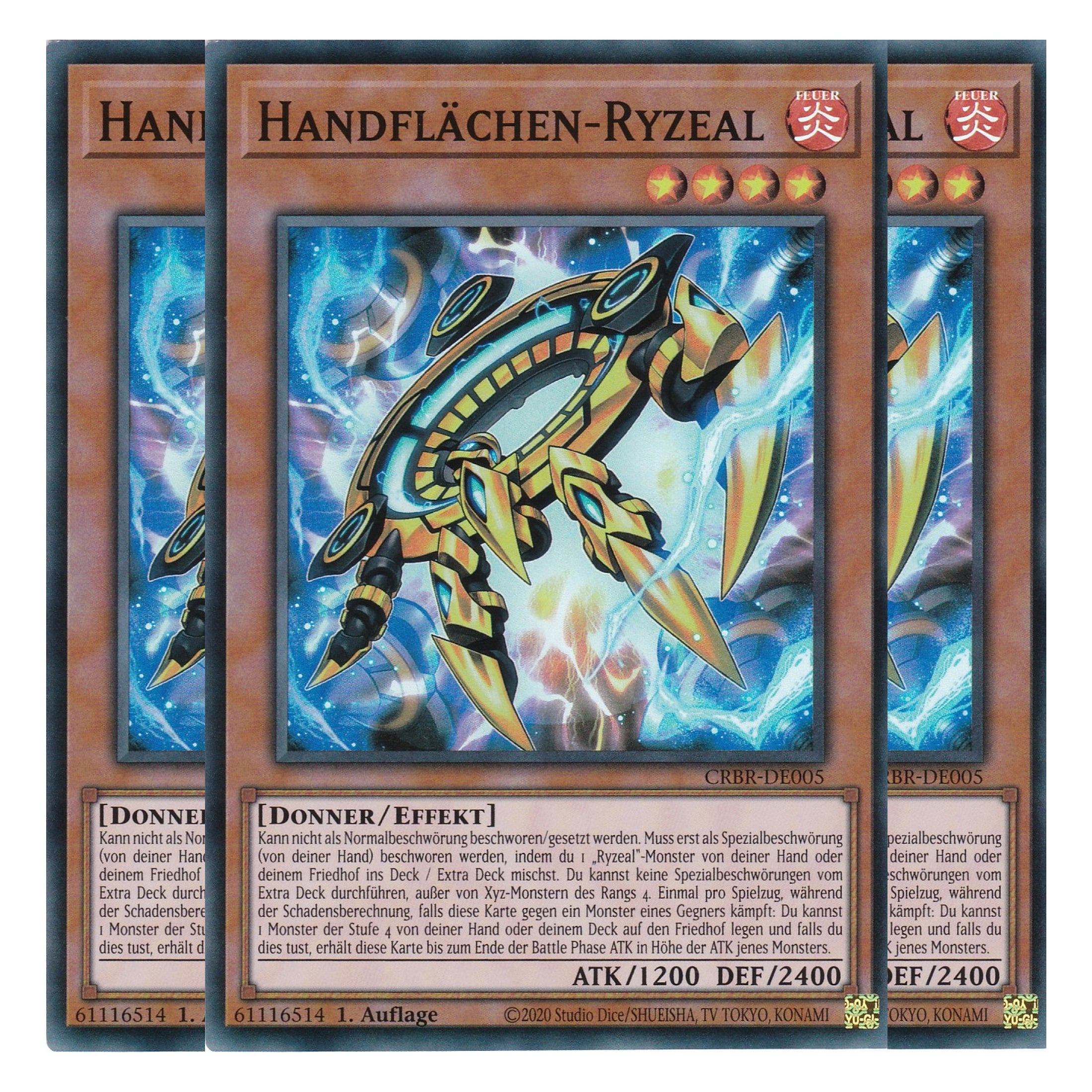 Handflächen-Ryzeal - CRBR-DE005 - Super Rare - Deutsch - 1. Auflage - Crossover Breakers - Playset (3 Kopien) - Yu-Gi-Oh!