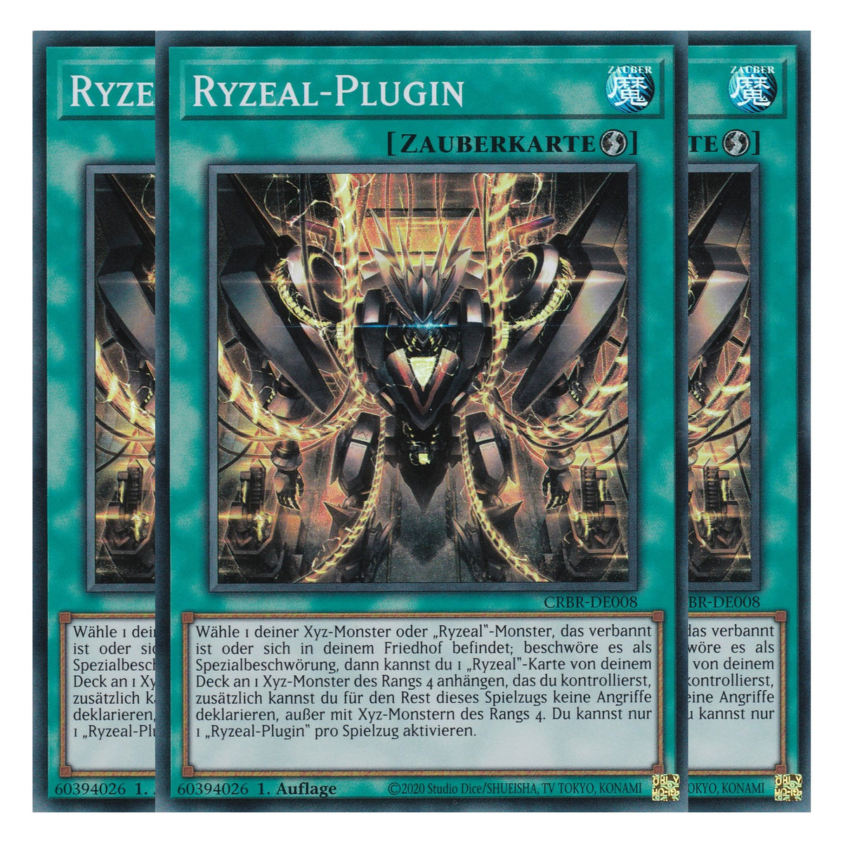 Ryzeal-Plugin - CRBR-DE008 - Super Rare - Deutsch - 1. Auflage - Crossover Breakers - Playset (3 Kopien) - Yu-Gi-Oh!