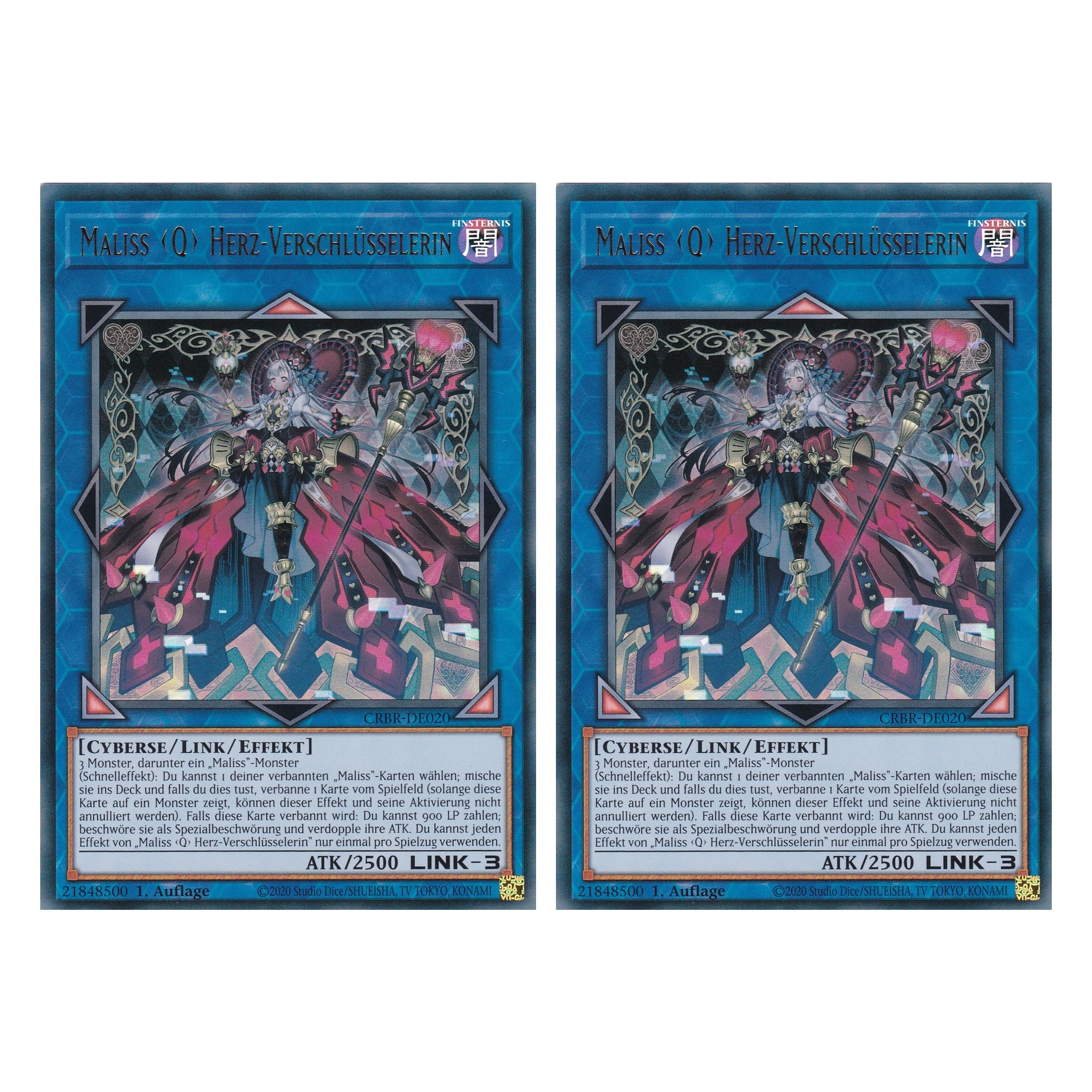 Maliss Q Herz-Verschlüsselerin - CRBR-DE020 - Ultra Rare - Deutsch - 1. Auflage - Crossover Breakers - Duo Set (2 Stück) - Yu-Gi-Oh!