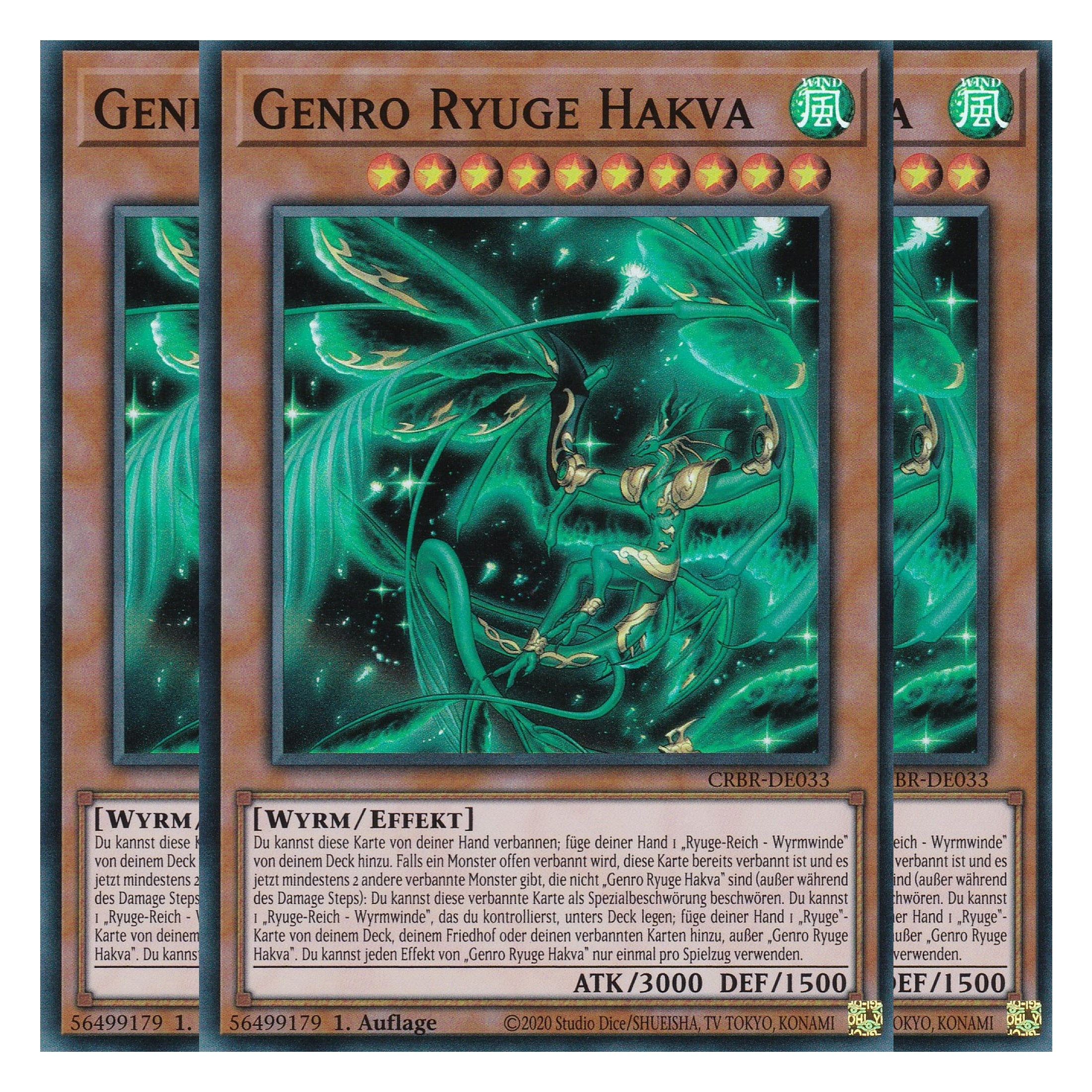 Genro Ryuge Hakva - CRBR-DE033 - Super Rare - Deutsch - 1. Auflage - Crossover Breakers - Playset (3 Kopien) - Yu-Gi-Oh!