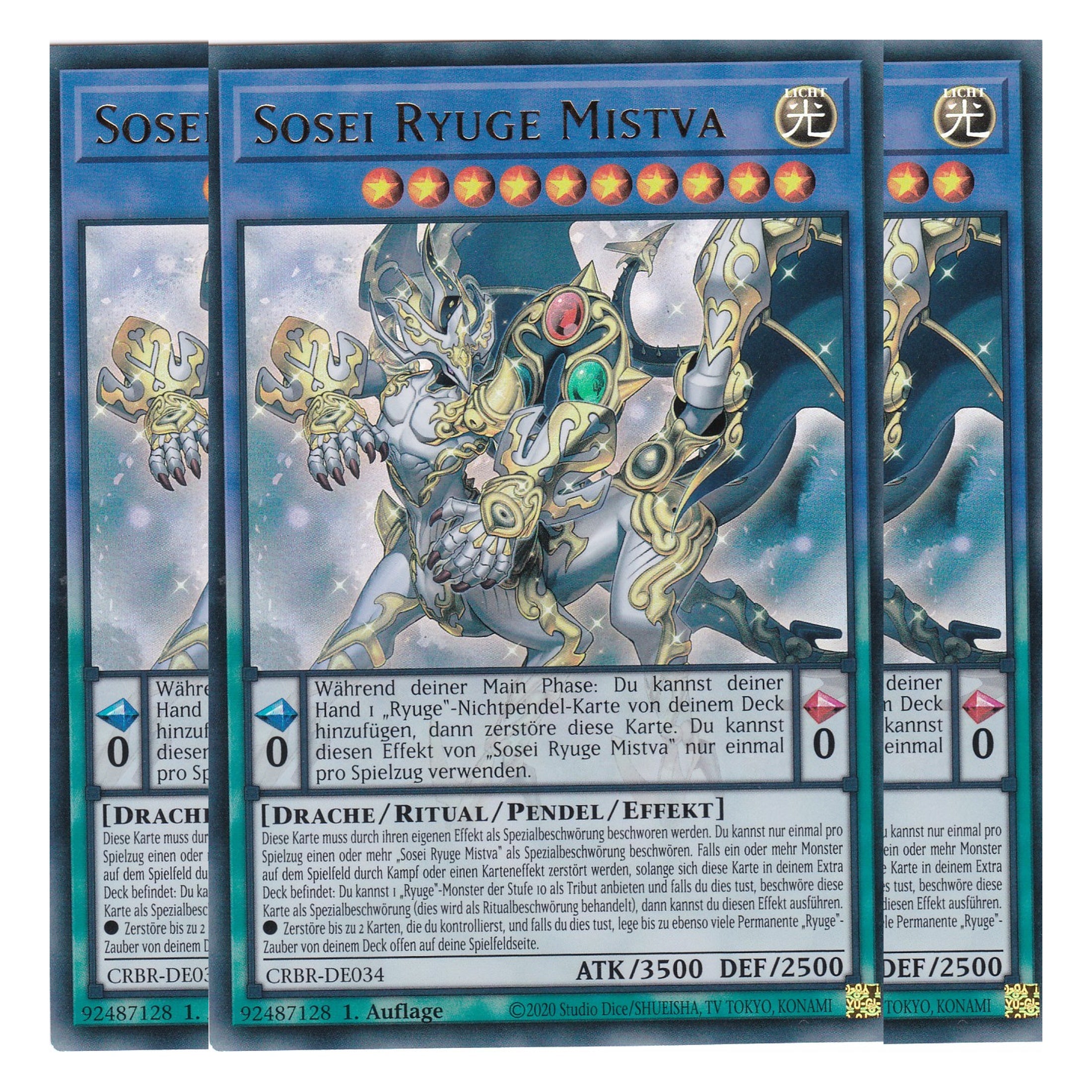 Sosei Ryuge Mistva - CRBR-DE034 - Ultra Rare - Deutsch - 1. Auflage - Crossover Breakers - Playset (3 Kopien) - Yu-Gi-Oh!