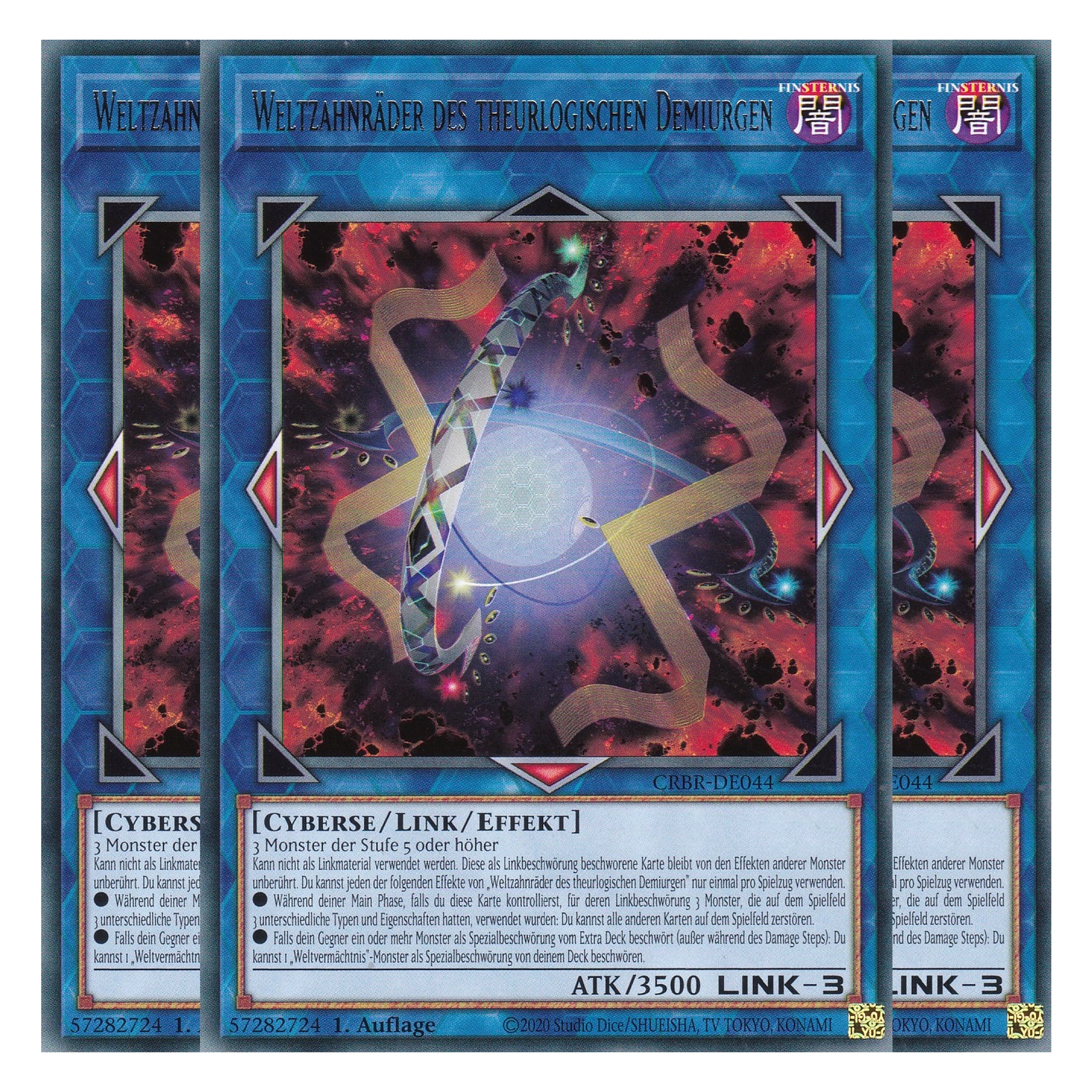 Weltzahnräder des theurlogischen Demiurgen - CRBR-DE044 - Rare - Deutsch - 1. Auflage - Crossover Breakers - Playset (3 Kopien) - Yu-Gi-Oh!