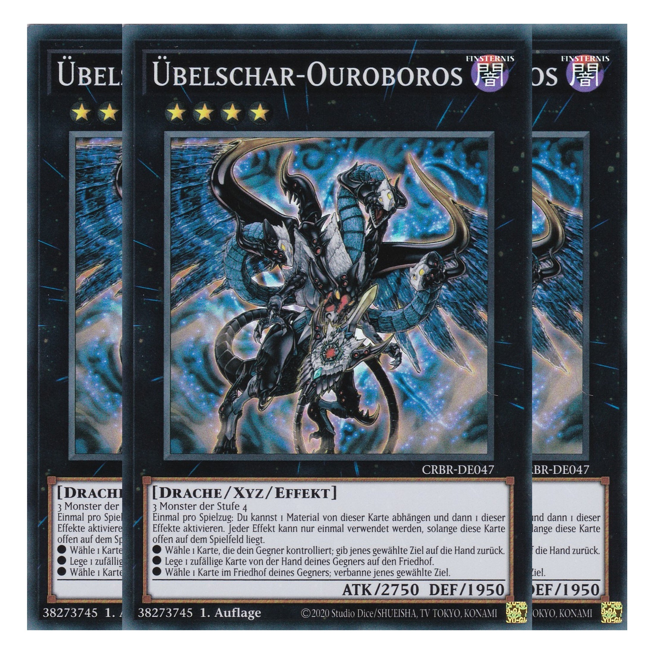 Übelschar-Ouroboros - CRBR-DE047 - Super Rare - Deutsch - 1. Auflage - Crossover Breakers - Playset (3 Kopien) - Yu-Gi-Oh!