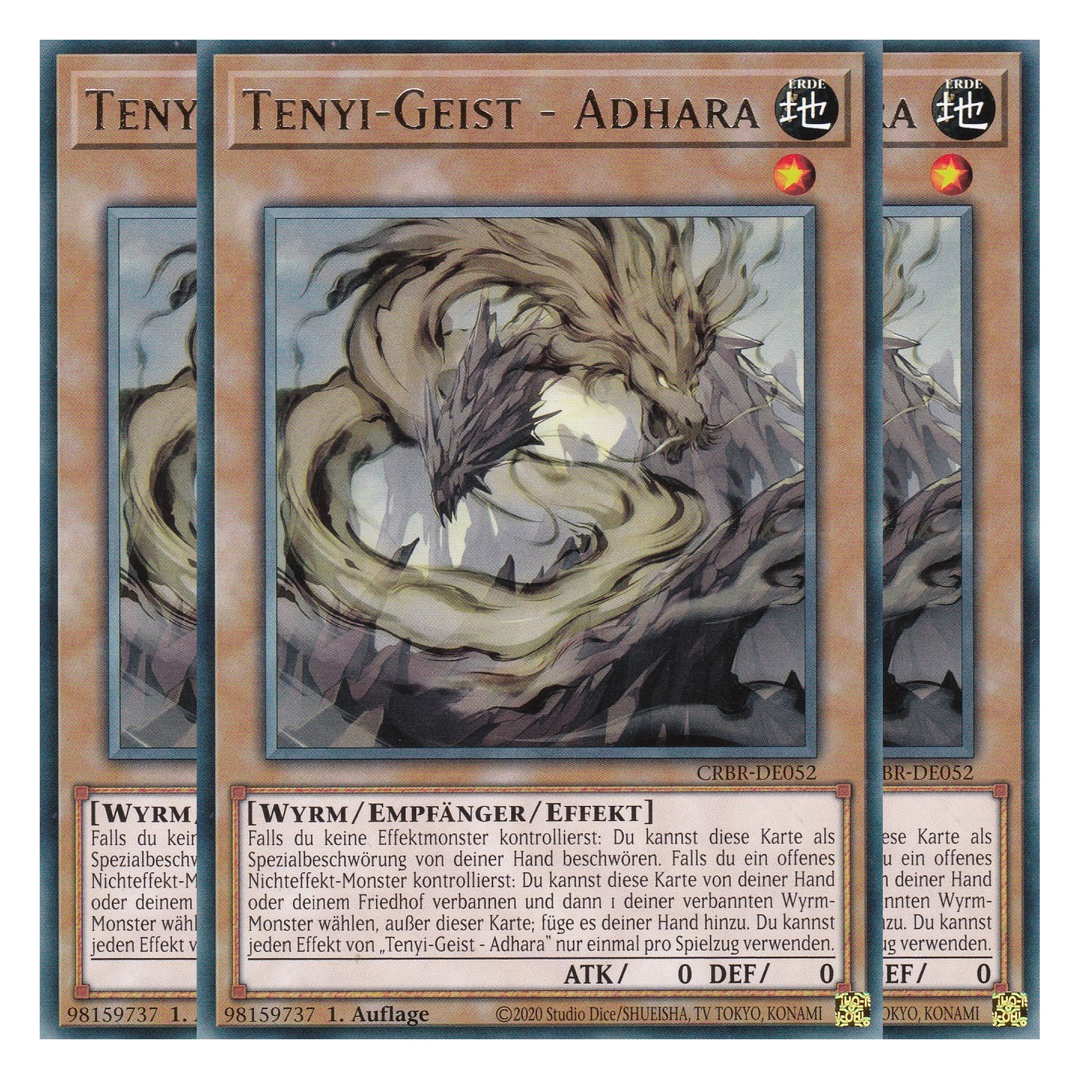 Tenyi-Geist - Adhara - CRBR-DE052 - Rare - Deutsch - 1. Auflage - Crossover Breakers - Playset (3 Kopien) - Yu-Gi-Oh!