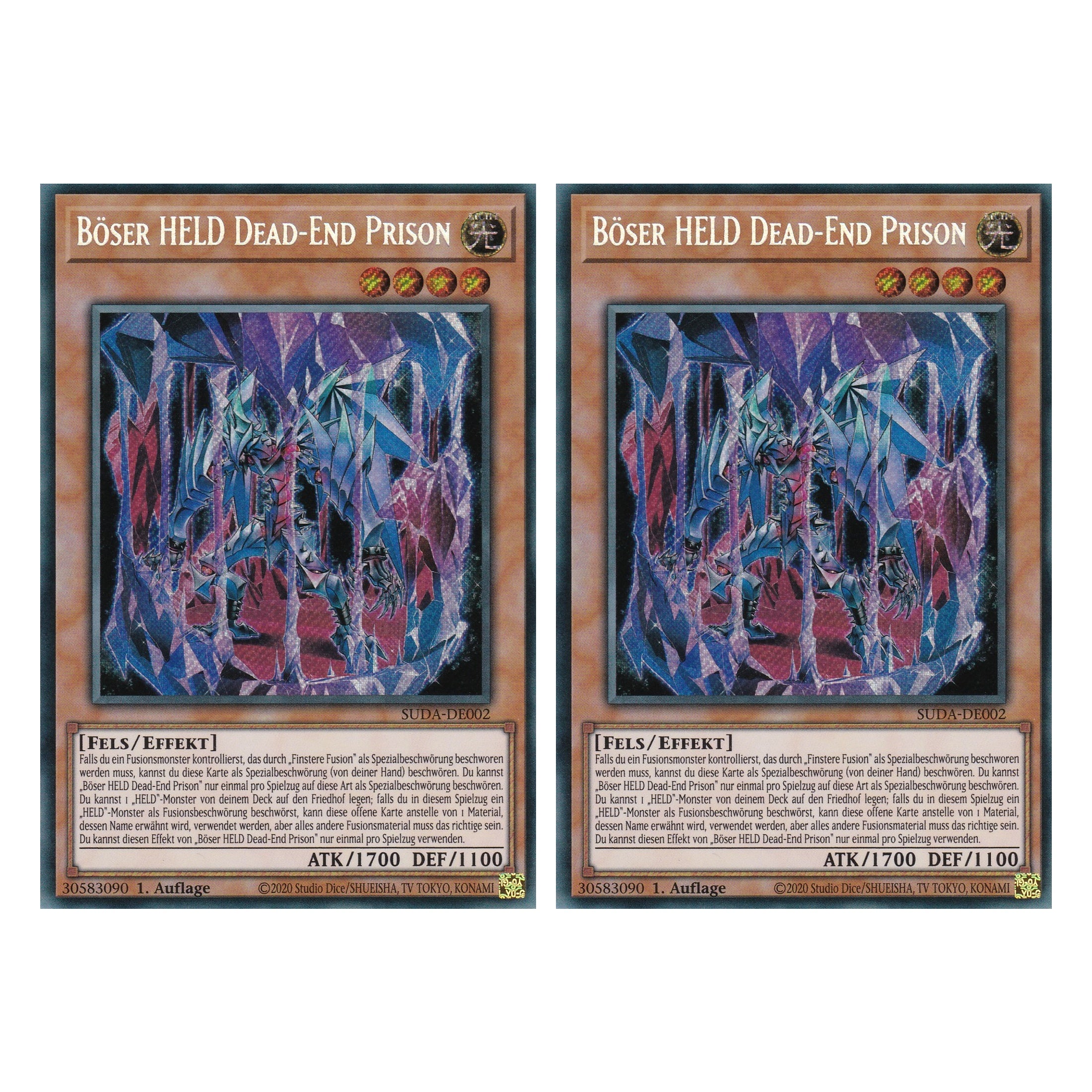 Böser HELD Dead-End Prison - SUDA-DE002 - Secret Rare - Deutsch - 1. Auflage - Supreme Darkness - Duo Set (2 Stück) - Yu-Gi-Oh!