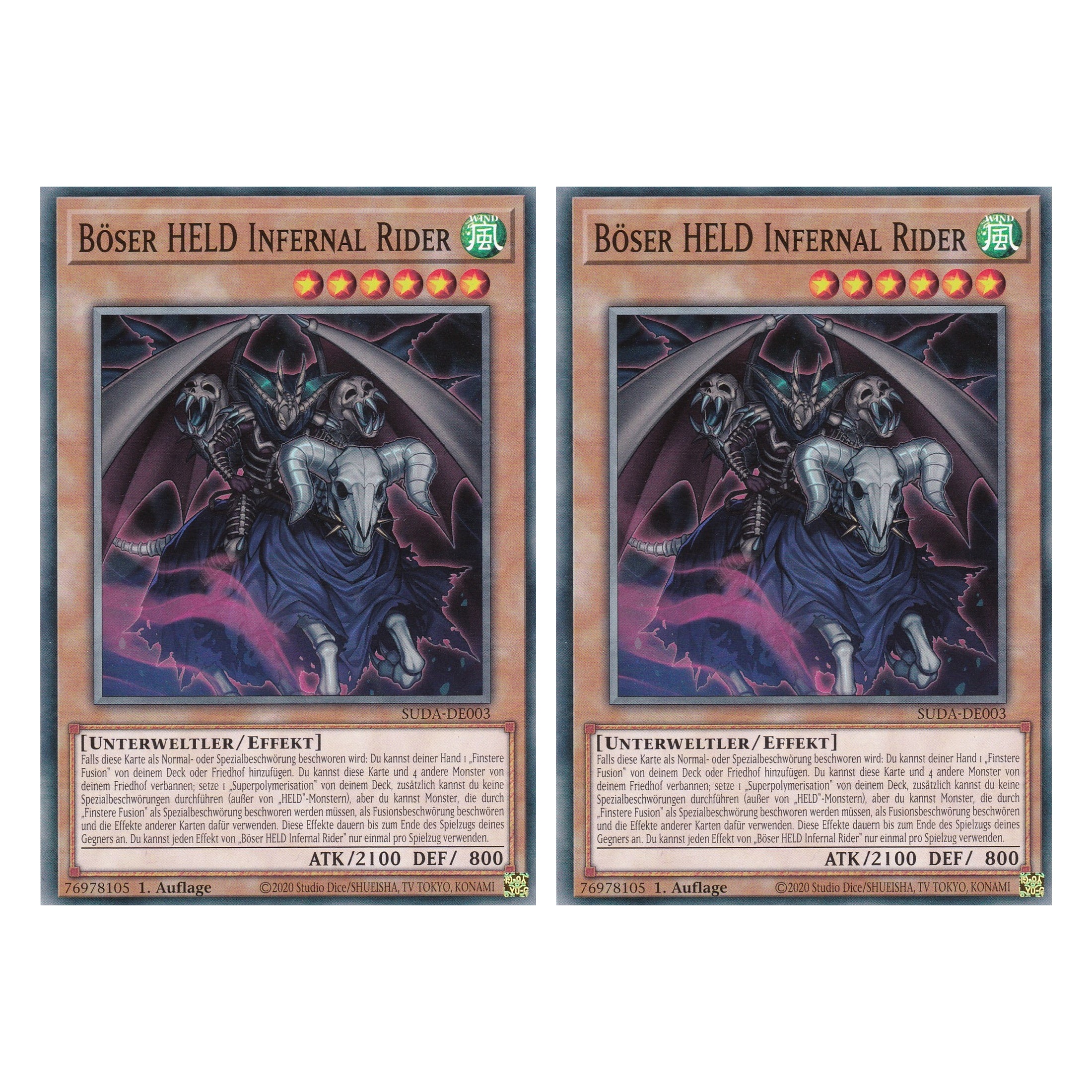 Böser HELD Infernal Rider - SUDA-DE003 - Common - Deutsch - 1. Auflage - Supreme Darkness - Duo Set (2 Stück) - Yu-Gi-Oh!