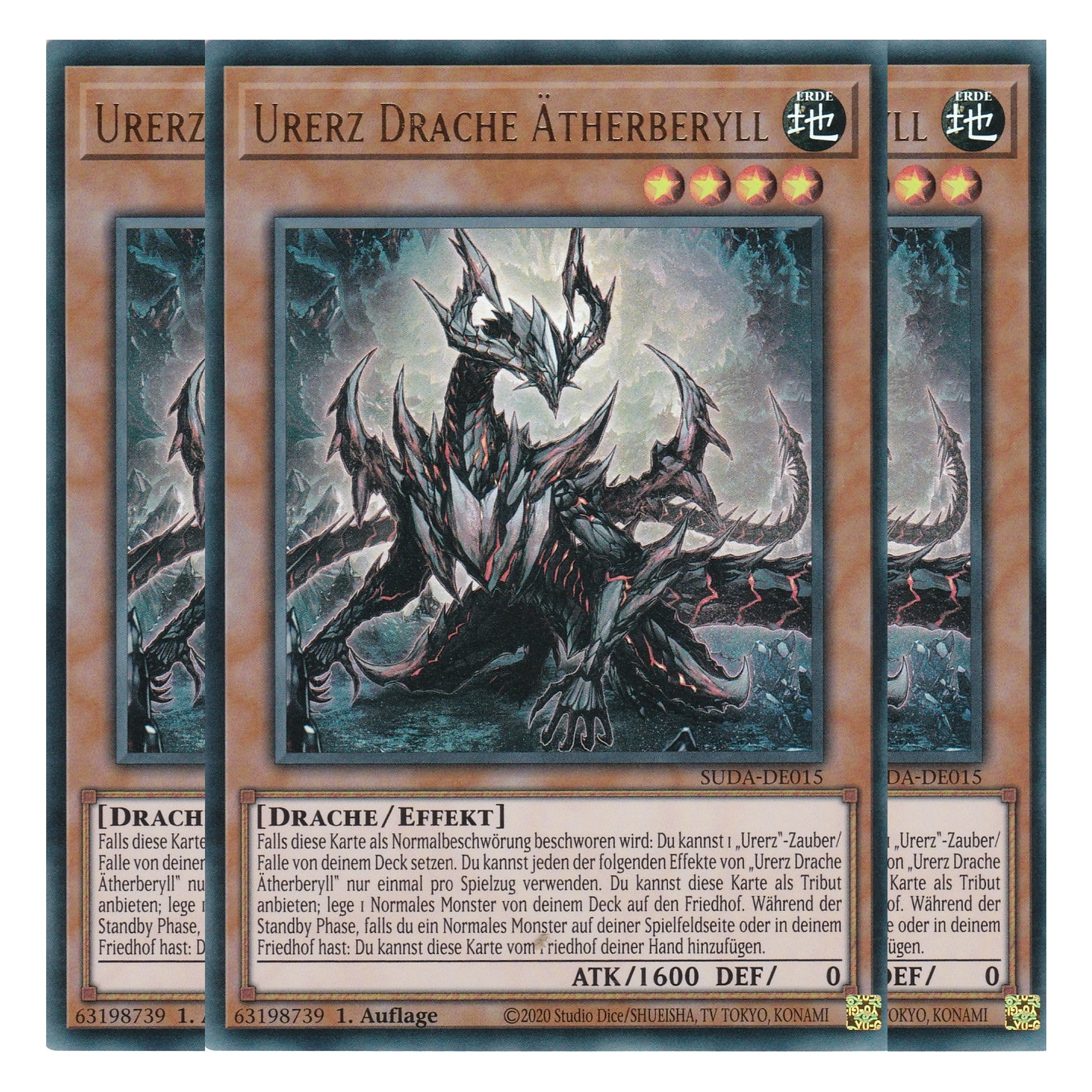 Urerz Drache Ätherberyll - SUDA-DE015 - Ultra Rare - Deutsch - 1. Auflage - Supreme Darkness - Playset (3 Kopien) - Yu-Gi-Oh!