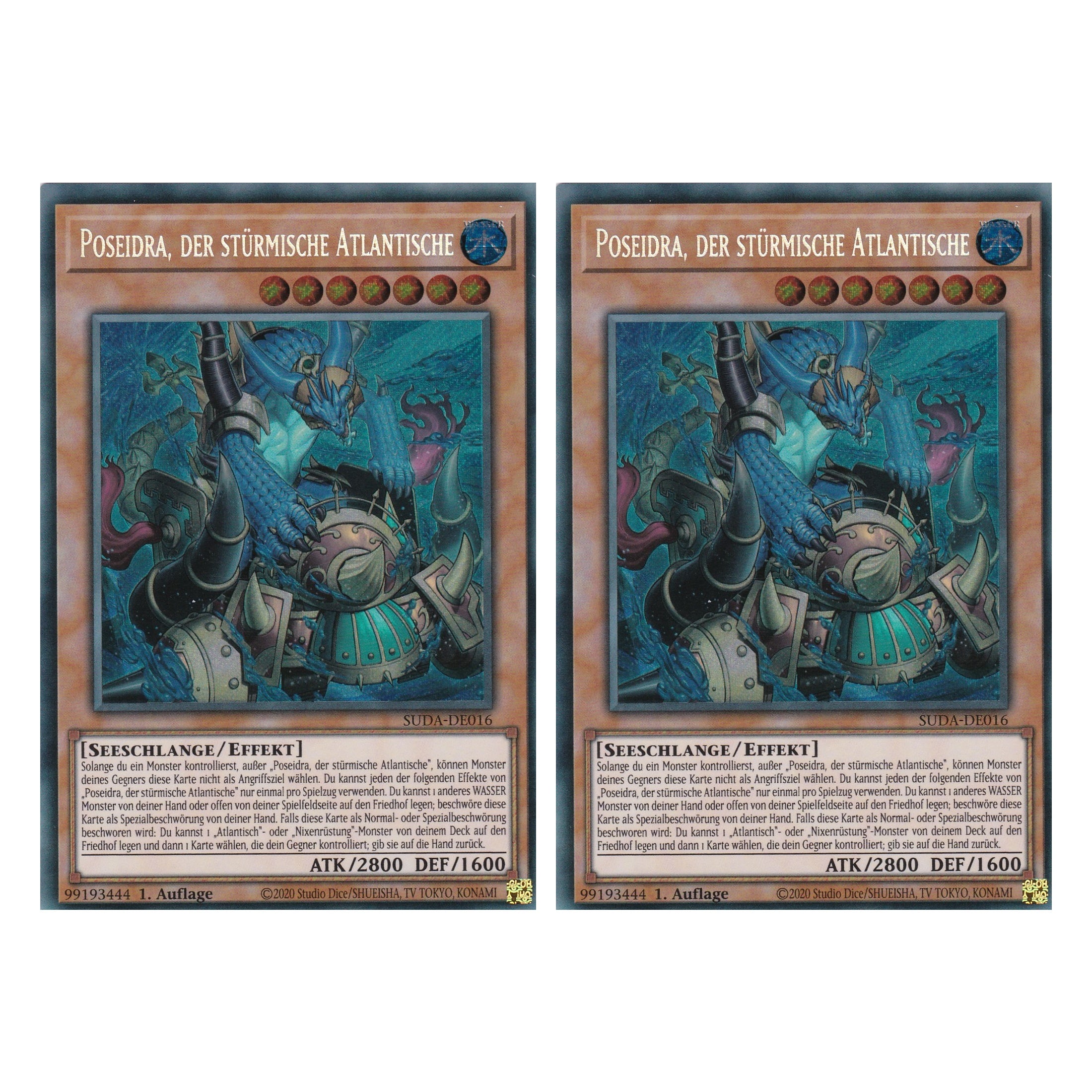 Poseidra der Stürmische Atlantische - SUDA-DE016 - Secret Rare - Deutsch - 1. Auflage - Supreme Darkness - Duo Set (2 Stück) - Yu-Gi-Oh!