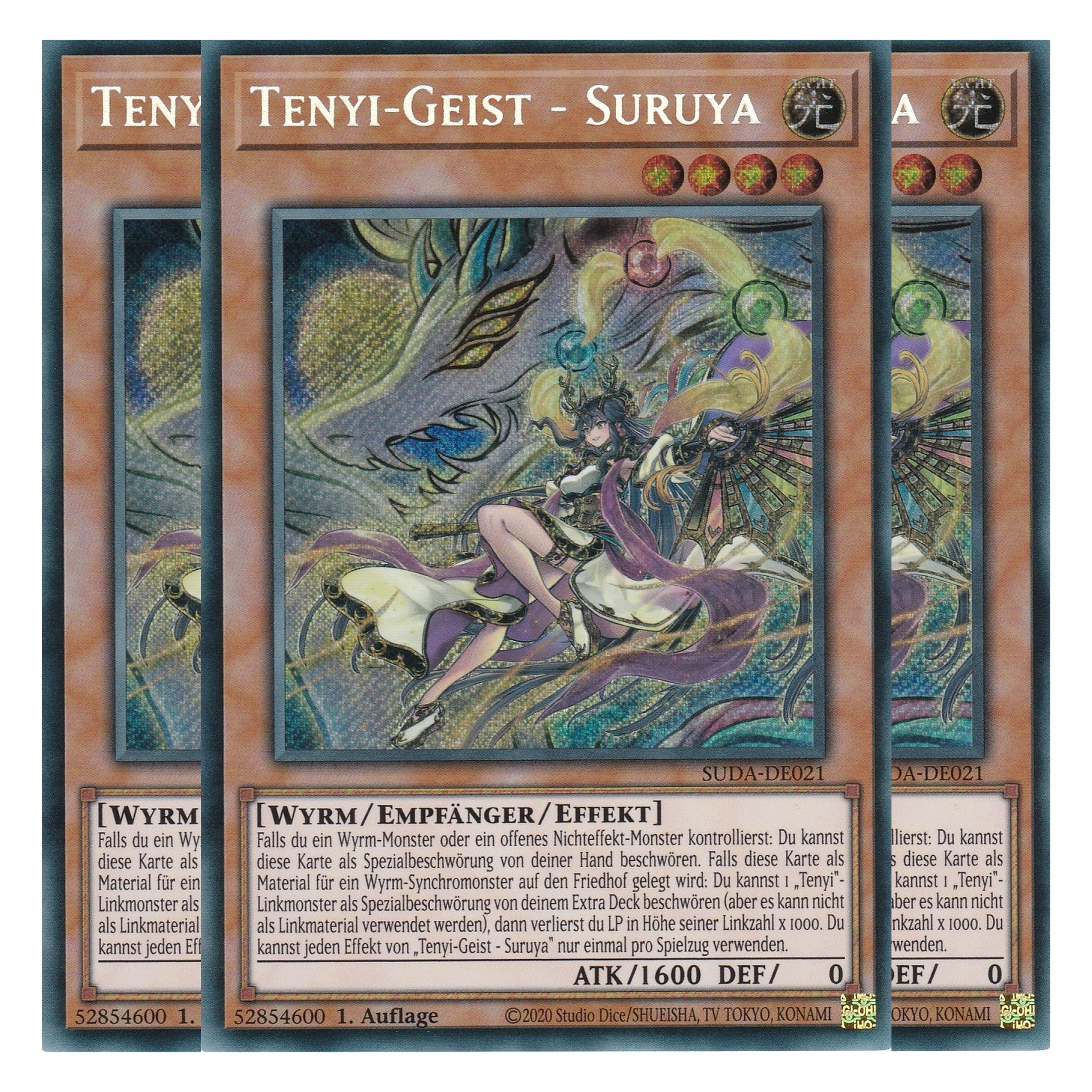 Tenyi Geist - Suruya - SUDA-DE021 - Secret Rare - Deutsch - 1. Auflage - Supreme Darkness - Playset (3 Kopien) - Yu-Gi-Oh!