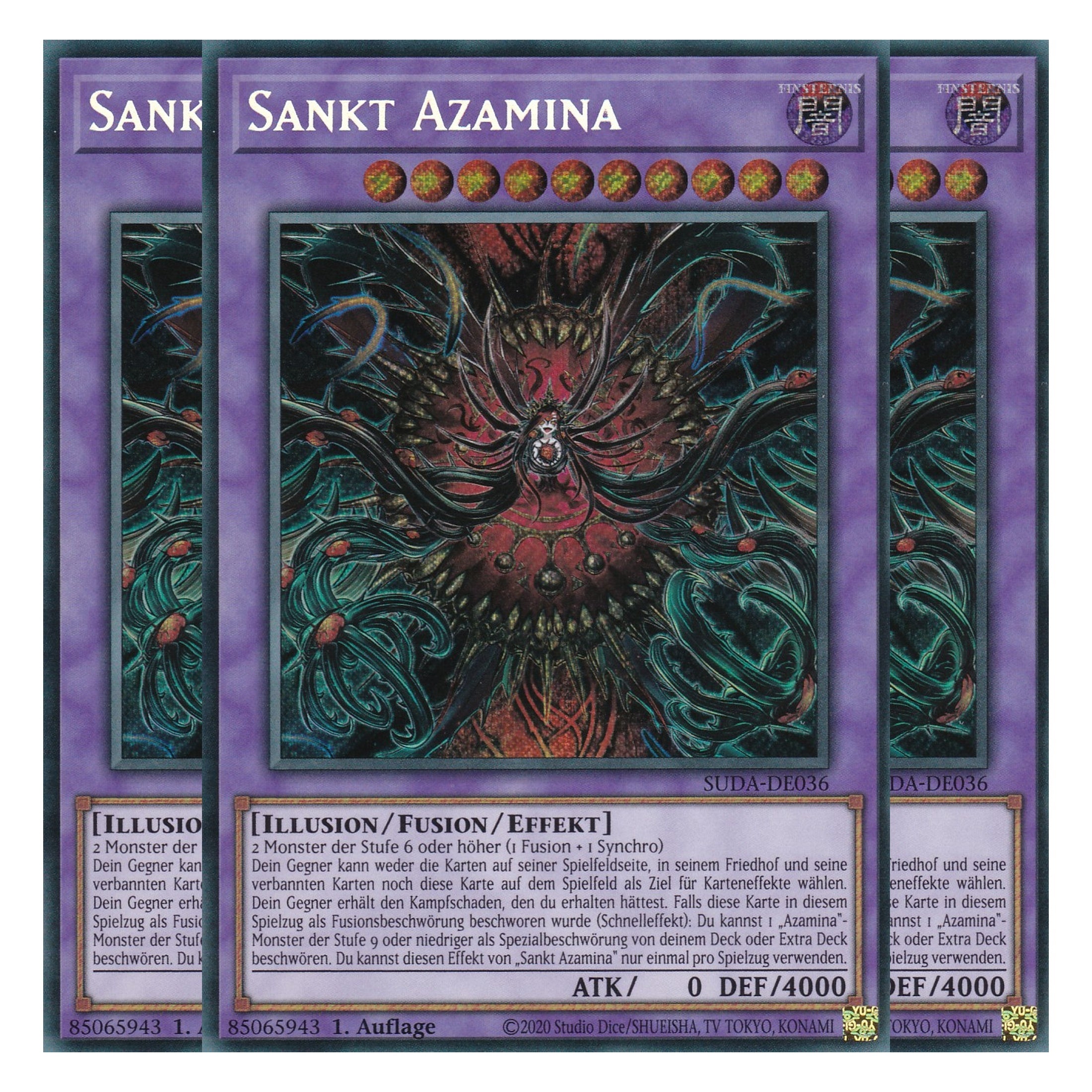 Sankt Azamina - SUDA-DE036 - Secret Rare - Deutsch - 1. Auflage - Supreme Darkness - Playset (3 Kopien) - Yu-Gi-Oh!