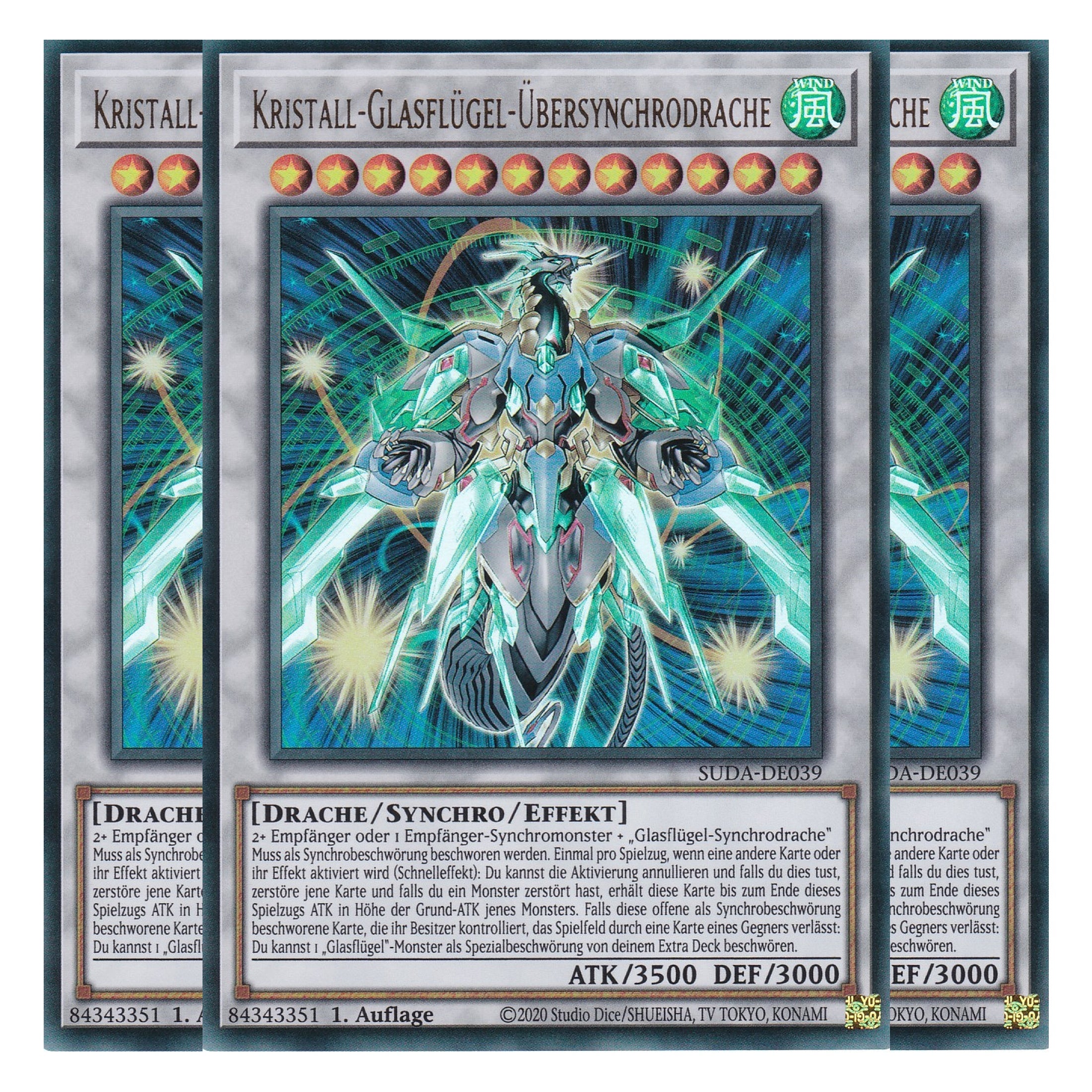 Kristall Glasflügel Übersynchrodrache - SUDA-DE039 - Ultra Rare - Deutsch - 1. Auflage - Supreme Darkness - Playset (3 Kopien) - Yu-Gi-Oh!