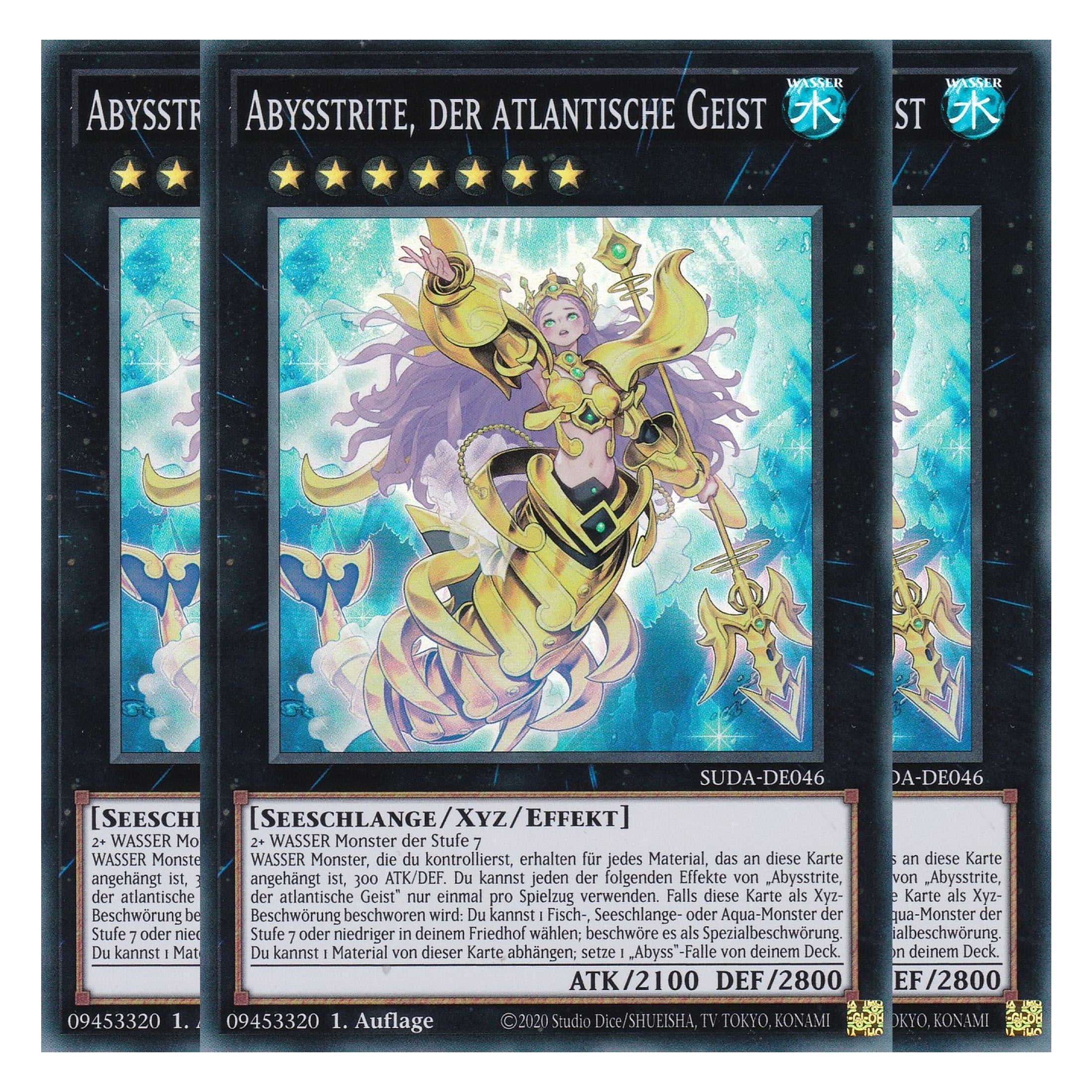 Abysstrite der Atlantische Geist - SUDA-DE046 - Super Rare - Deutsch - 1. Auflage - Supreme Darkness - Playset (3 Kopien) - Yu-Gi-Oh!