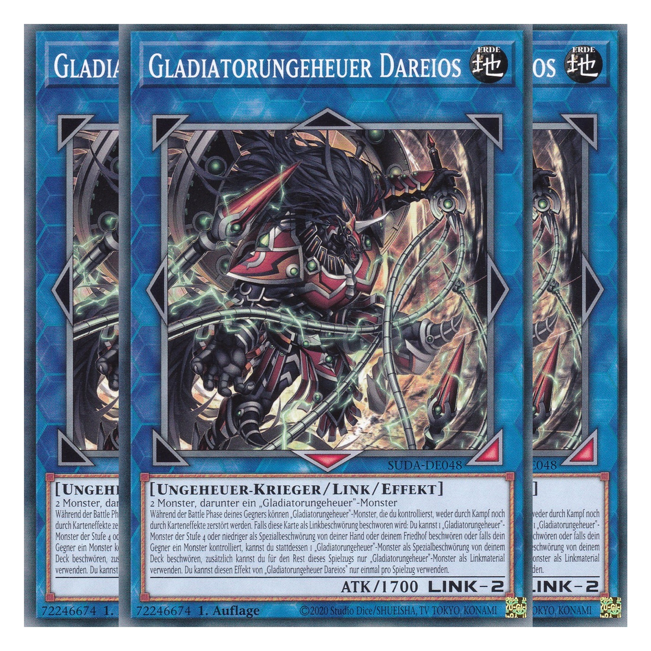 Gladiatorungeheuer Dareios - SUDA-DE048 - Common - Deutsch - 1. Auflage - Supreme Darkness - Playset (3 Kopien) - Yu-Gi-Oh!