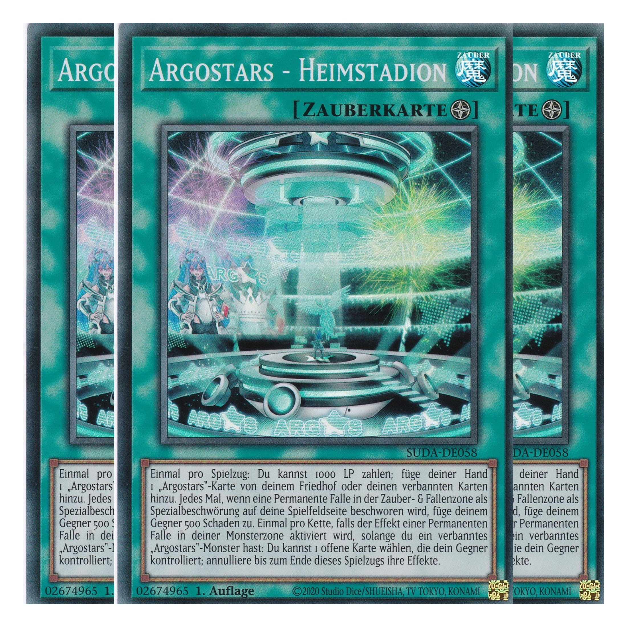 Argostars Heimstadion - SUDA-DE058 - Super Rare - Deutsch - 1. Auflage - Supreme Darkness - Playset (3 Kopien) - Yu-Gi-Oh!