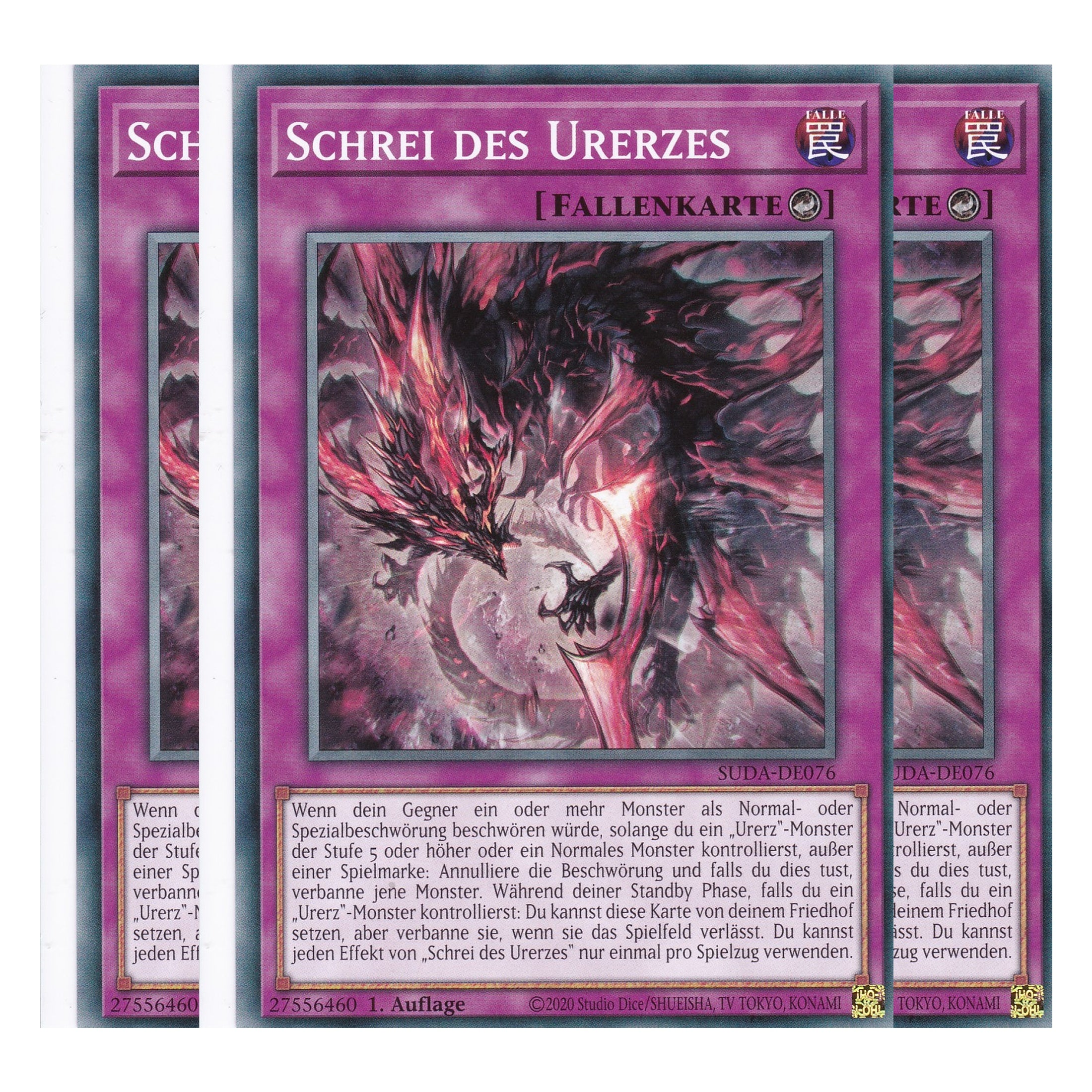 Schrei des Urerzes - SUDA-DE076 - Common - Deutsch - 1. Auflage - Supreme Darkness - Playset (3 Kopien) - Yu-Gi-Oh!