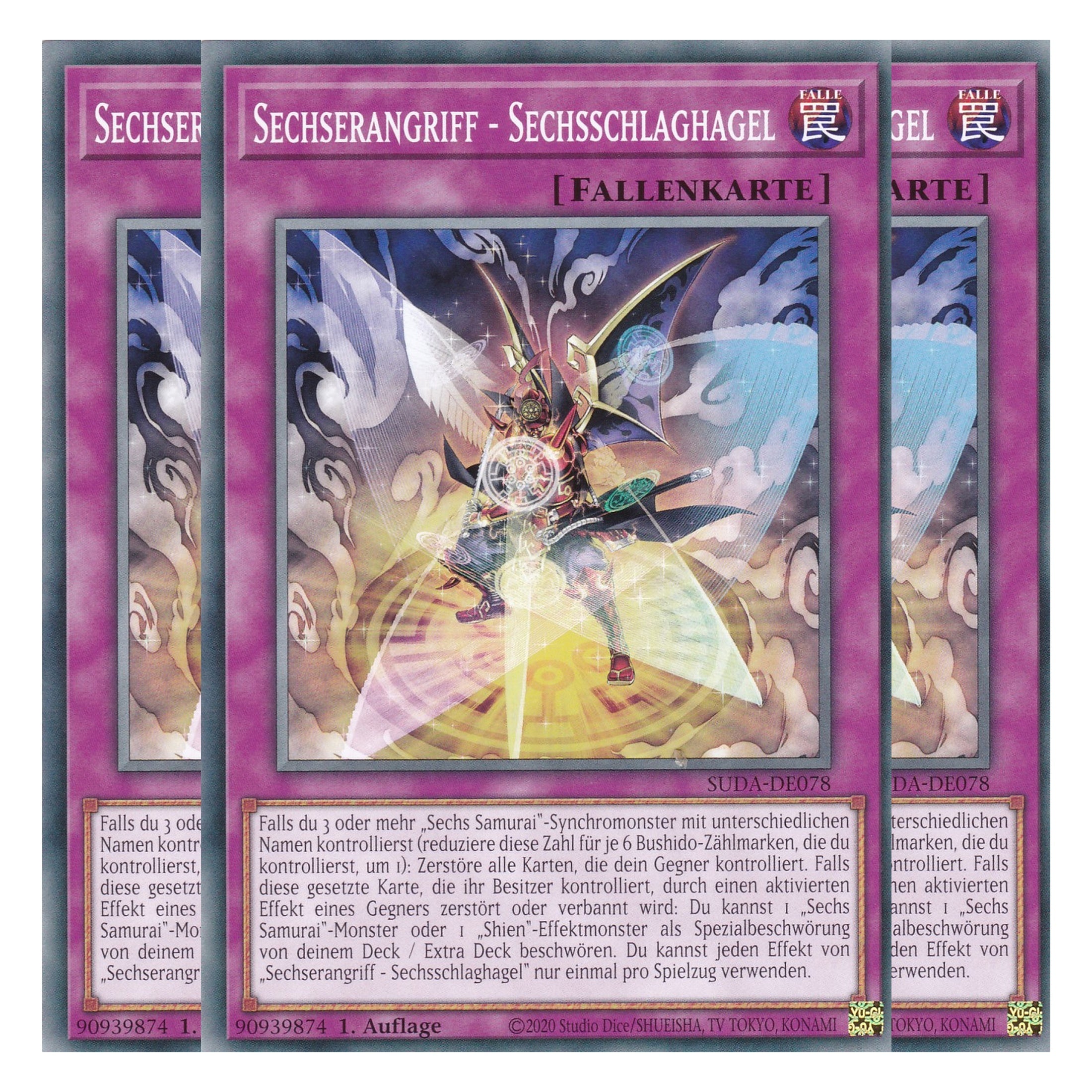 Sechserangriff - Sechsschlaghagel - SUDA-DE078 - Common - Deutsch - 1. Auflage - Supreme Darkness - Playset (3 Kopien) - Yu-Gi-Oh!