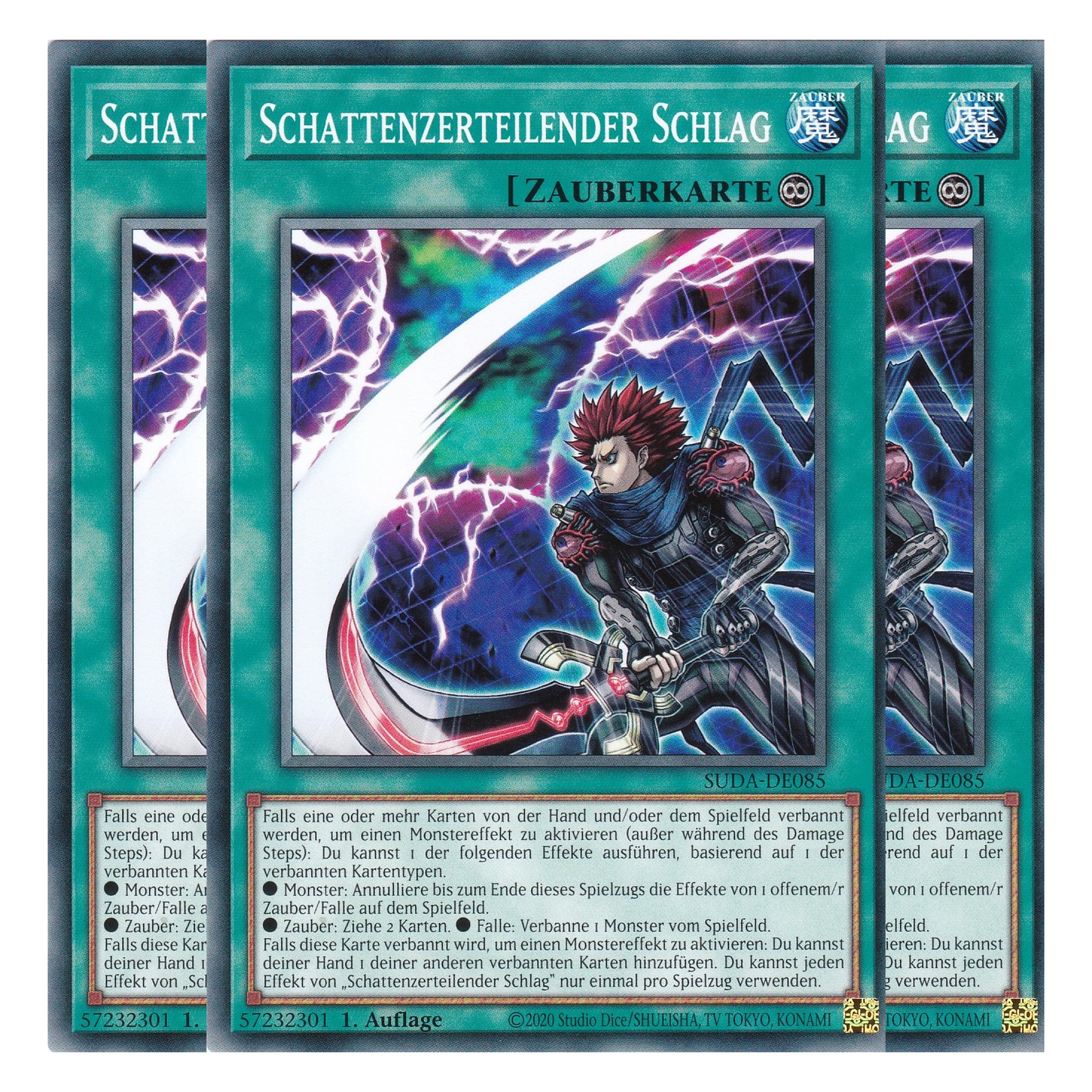 Schattenzerteilender Schlag - SUDA-DE085 - Common - Deutsch - 1. Auflage - Supreme Darkness - Playset (3 Kopien) - Yu-Gi-Oh!
