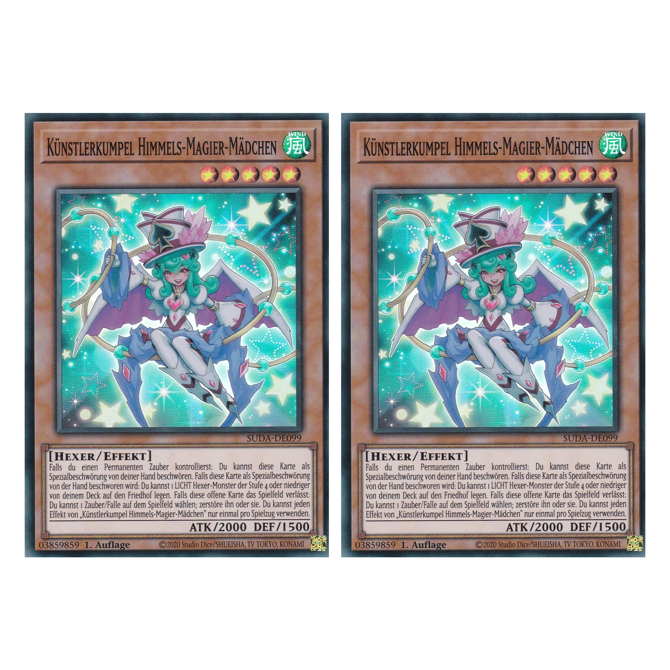 Künsterkumpel Himmels Magier Mädchen - SUDA-DE099 - Super Rare - Deutsch - 1. Auflage - Supreme Darkness - Duo Set (2 Stück) - Yu-Gi-Oh!