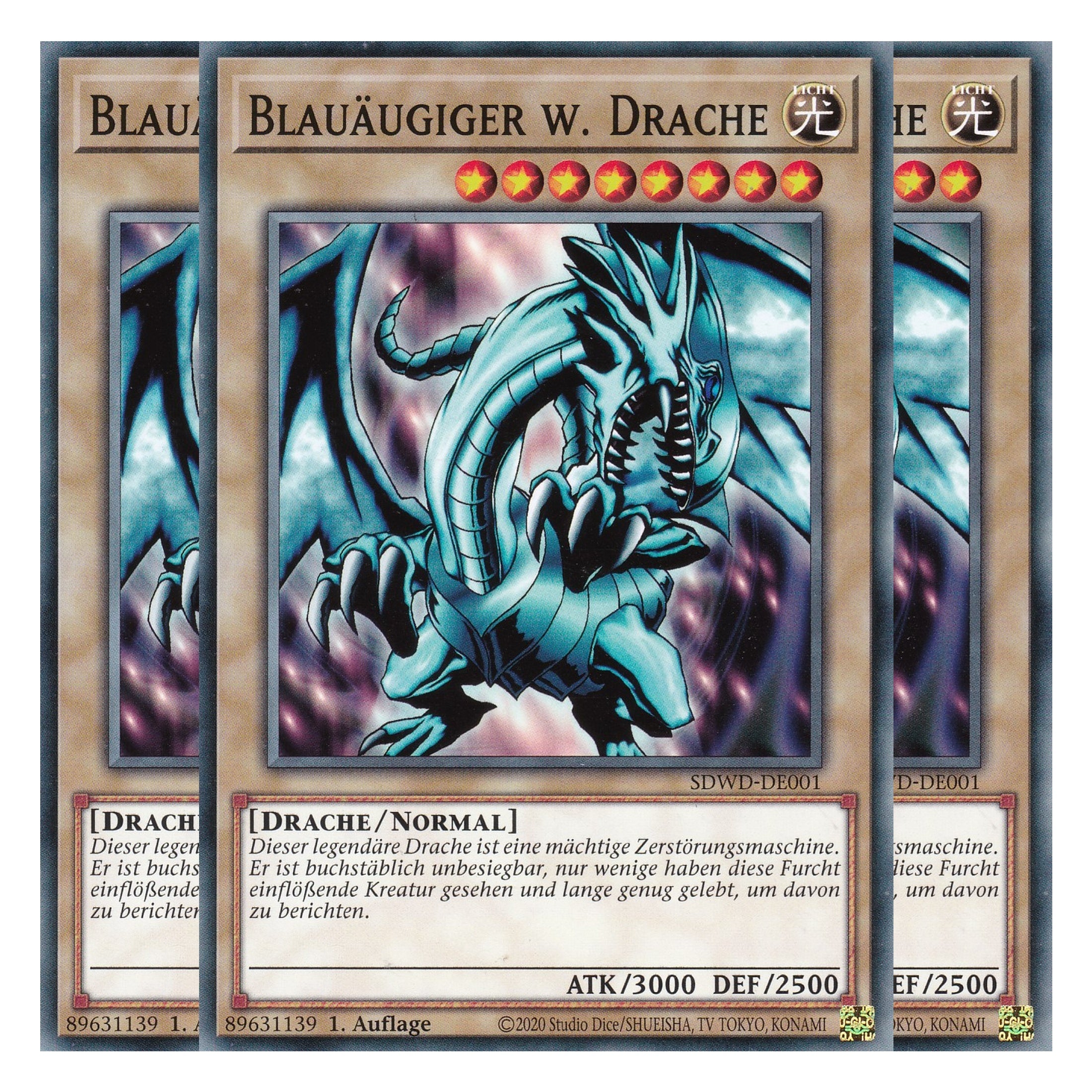 Blauäugiger w. Drache (V.1) - SDWD-DE001 - Common - Deutsch - 1. Auflage - Structure Deck: Blue Eyes White Destiny - Playset (3 Kopien) - Yu-Gi-Oh!