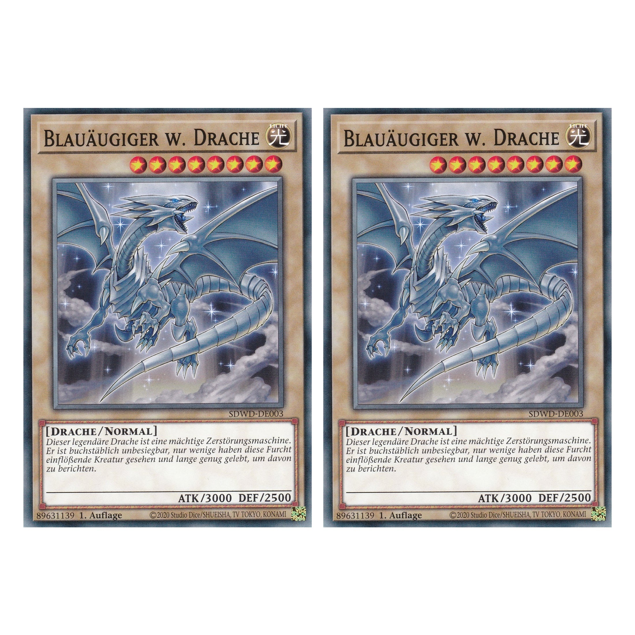 Blauäugiger w. Drache (V.3) - SDWD-DE003 - Common - Deutsch - 1. Auflage - Structure Deck: Blue Eyes White Destiny - Duo Set (2 Stück) - Yu-Gi-Oh!