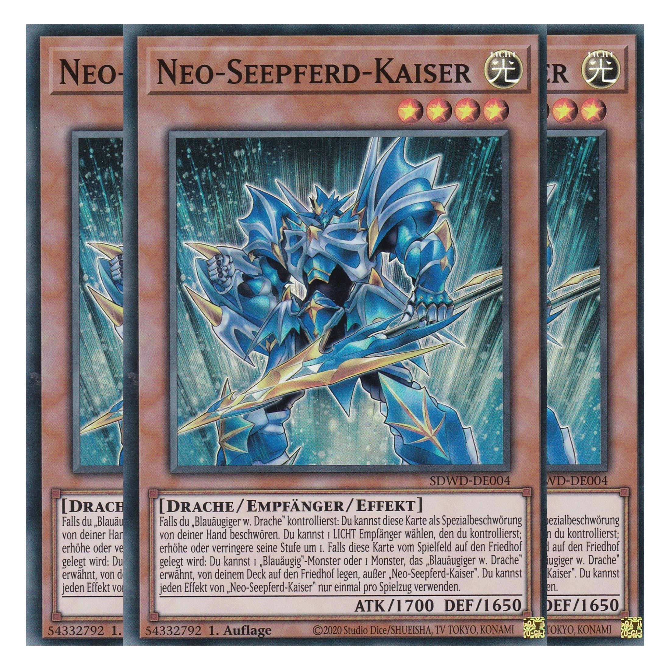 Neo-Seepferd-Kaiser - SDWD-DE004 - Super Rare - Deutsch - 1. Auflage - Structure Deck: Blue Eyes White Destiny - Playset (3 Kopien) - Yu-Gi-Oh!