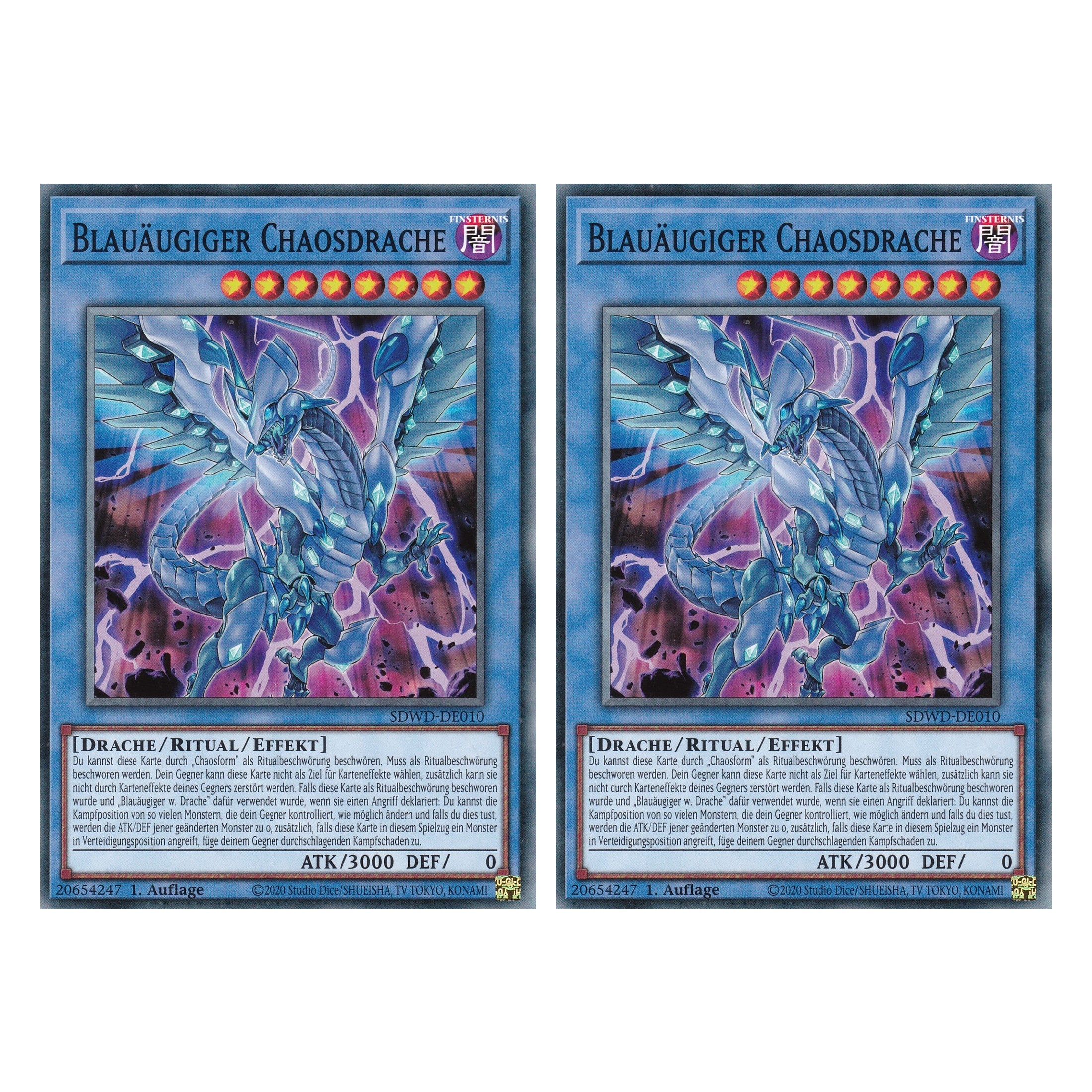 Blauäugiger Chaosdrache - SDWD-DE010 - Common - Deutsch - 1. Auflage - Structure Deck: Blue Eyes White Destiny - Duo Set (2 Stück) - Yu-Gi-Oh!
