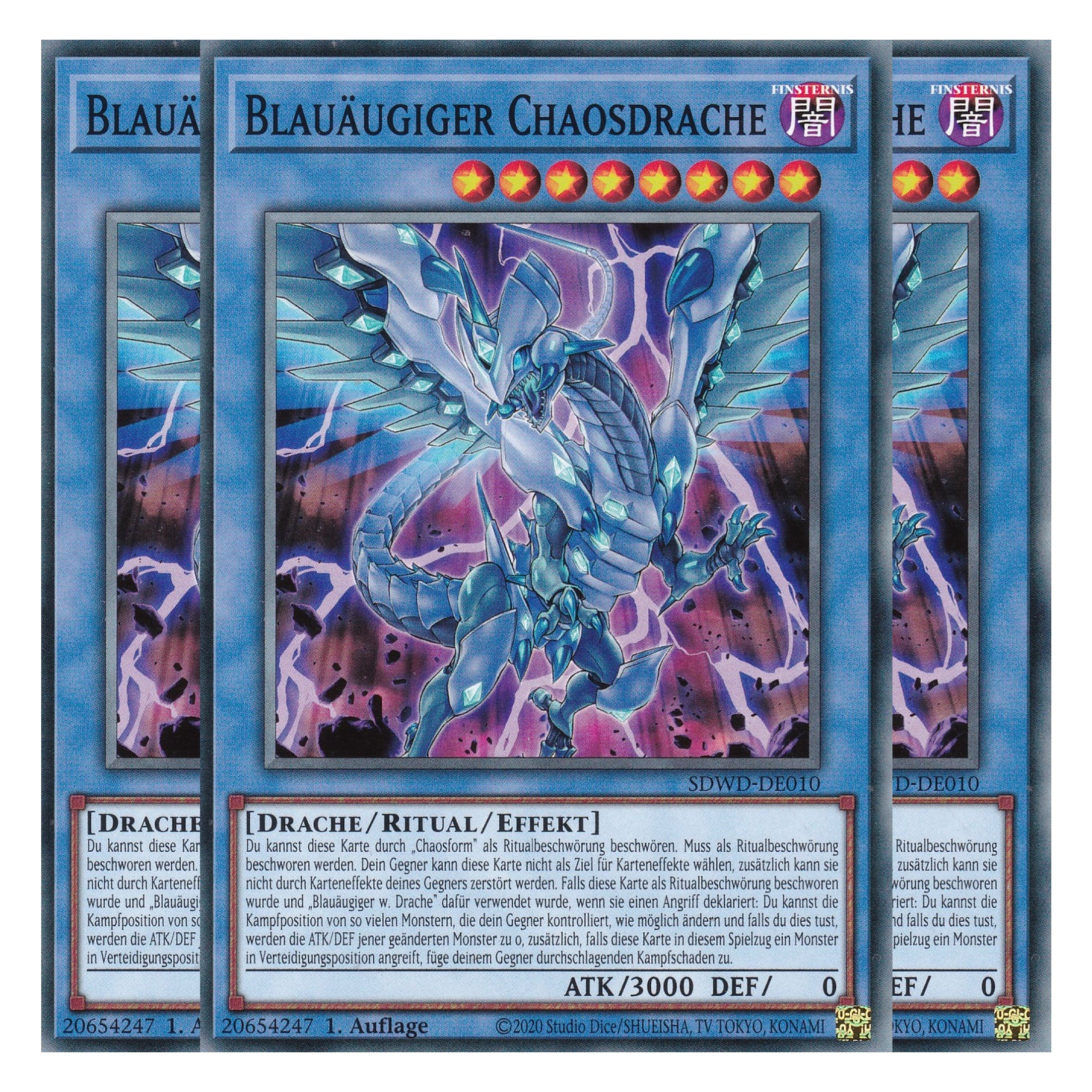 Blauäugiger Chaosdrache - SDWD-DE010 - Common - Deutsch - 1. Auflage - Structure Deck: Blue Eyes White Destiny - Playset (3 Kopien) - Yu-Gi-Oh!