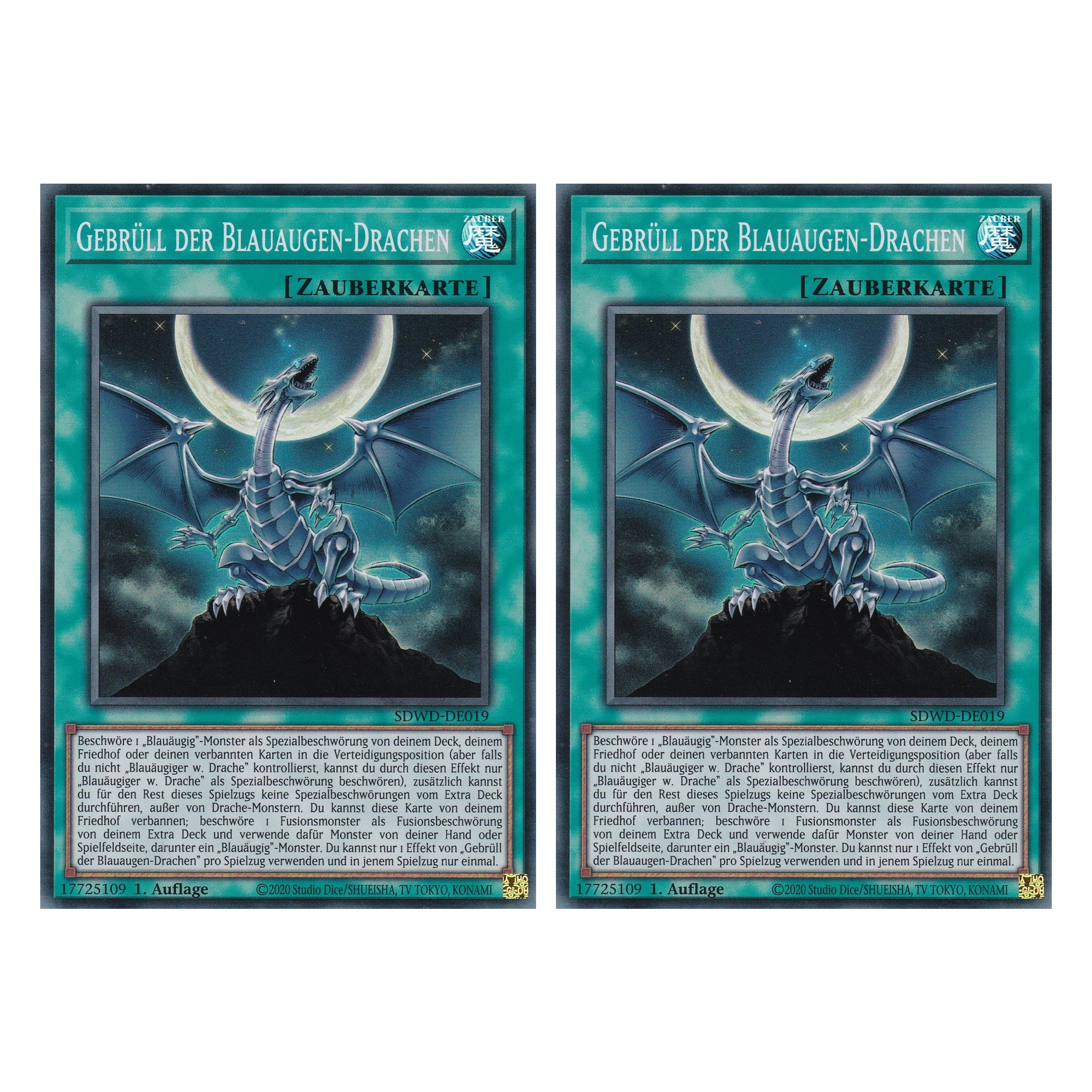 Gebrüll der Blauaugen-Drachen - SDWD-DE019 - Super Rare - Deutsch - 1. Auflage - Structure Deck: Blue Eyes White Destiny - Duo Set (2 Stück) - Yu-Gi-Oh!