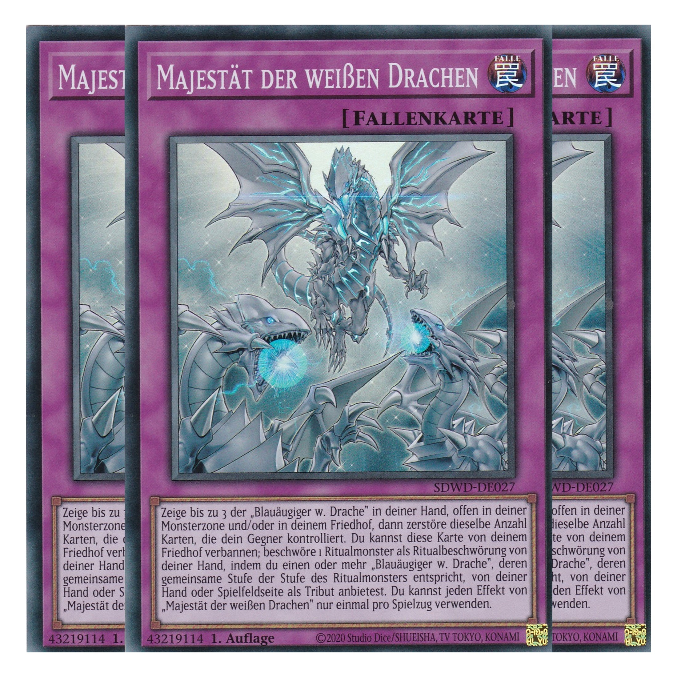 Majestät der weißen Drachen - SDWD-DE027 - Super Rare - Deutsch - 1. Auflage - Structure Deck: Blue Eyes White Destiny - Playset (3 Kopien) - Yu-Gi-Oh!