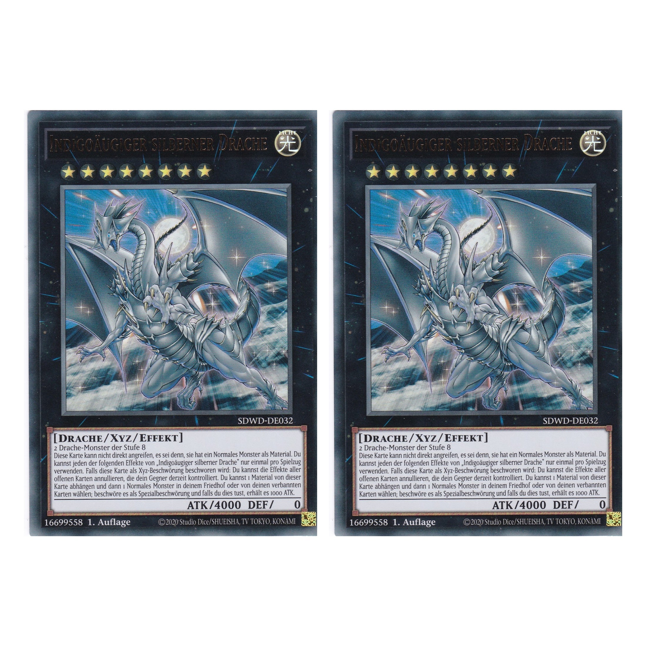 Indigoäugiger silberner Drache - SDWD-DE032 - Ultra Rare - Deutsch - 1. Auflage - Structure Deck: Blue Eyes White Destiny - Duo Set (2 Stück) - Yu-Gi-Oh!