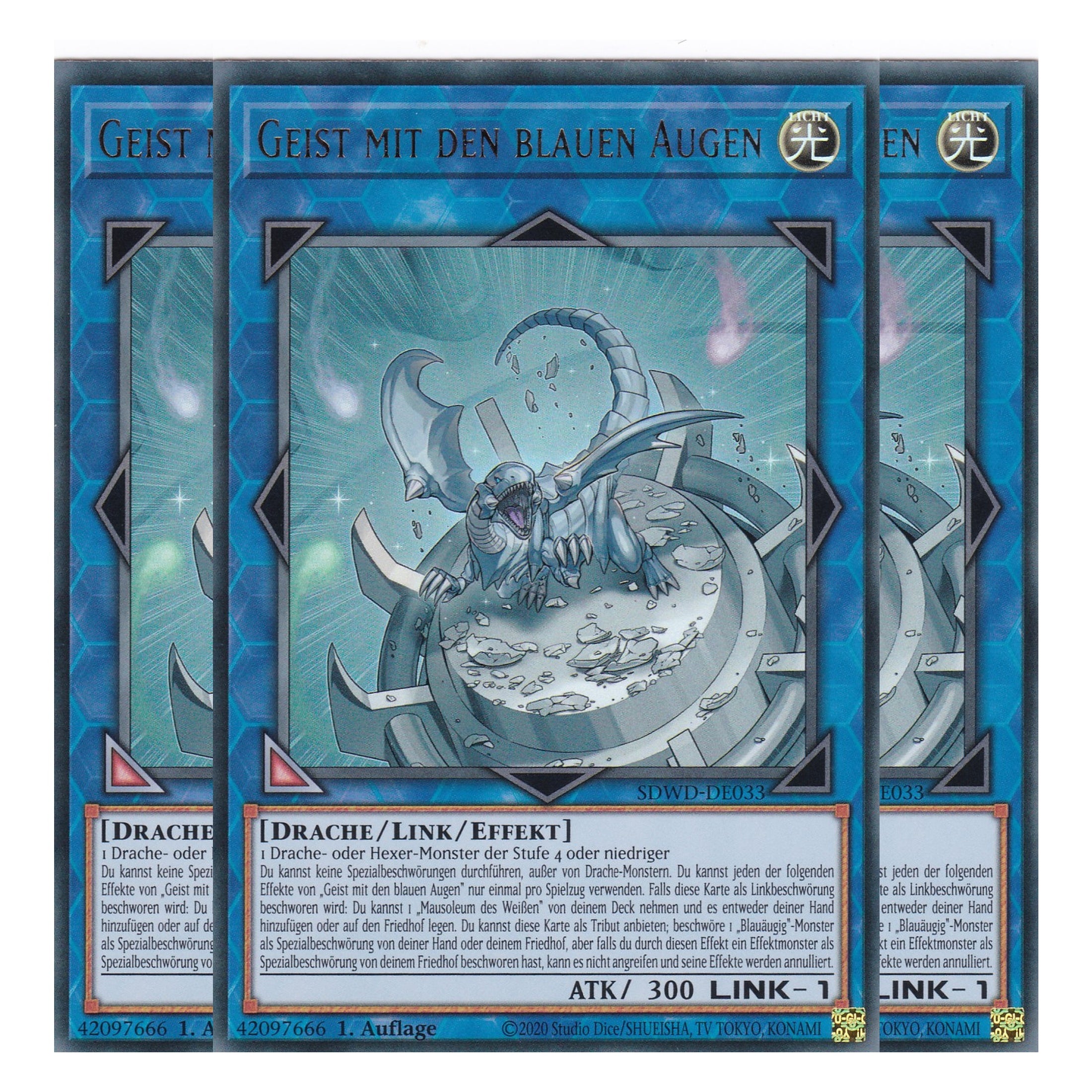 Geist mit den blauen Augen - SDWD-DE033 - Ultra Rare - Deutsch - 1. Auflage - Structure Deck: Blue Eyes White Destiny - Playset (3 Kopien) - Yu-Gi-Oh!