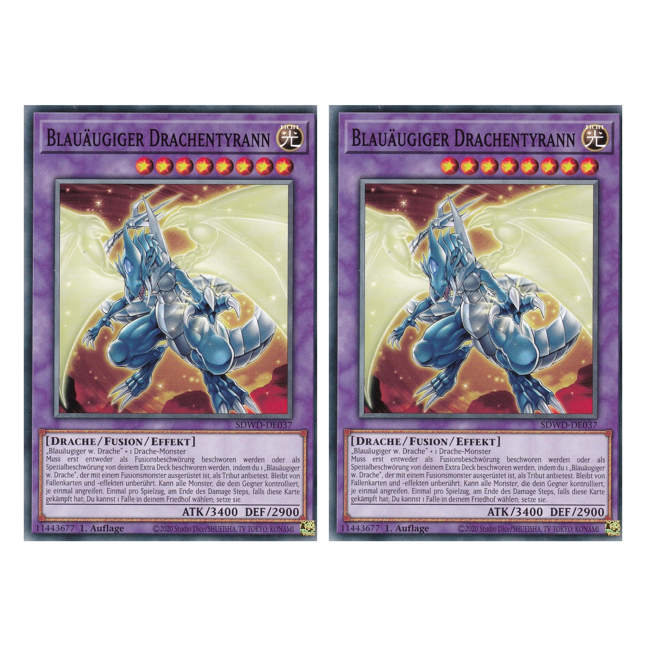 Blauäugiger Drachentyrann - SDWD-DE037 - Common - Deutsch - 1. Auflage - Structure Deck: Blue Eyes White Destiny - Duo Set (2 Stück) - Yu-Gi-Oh!