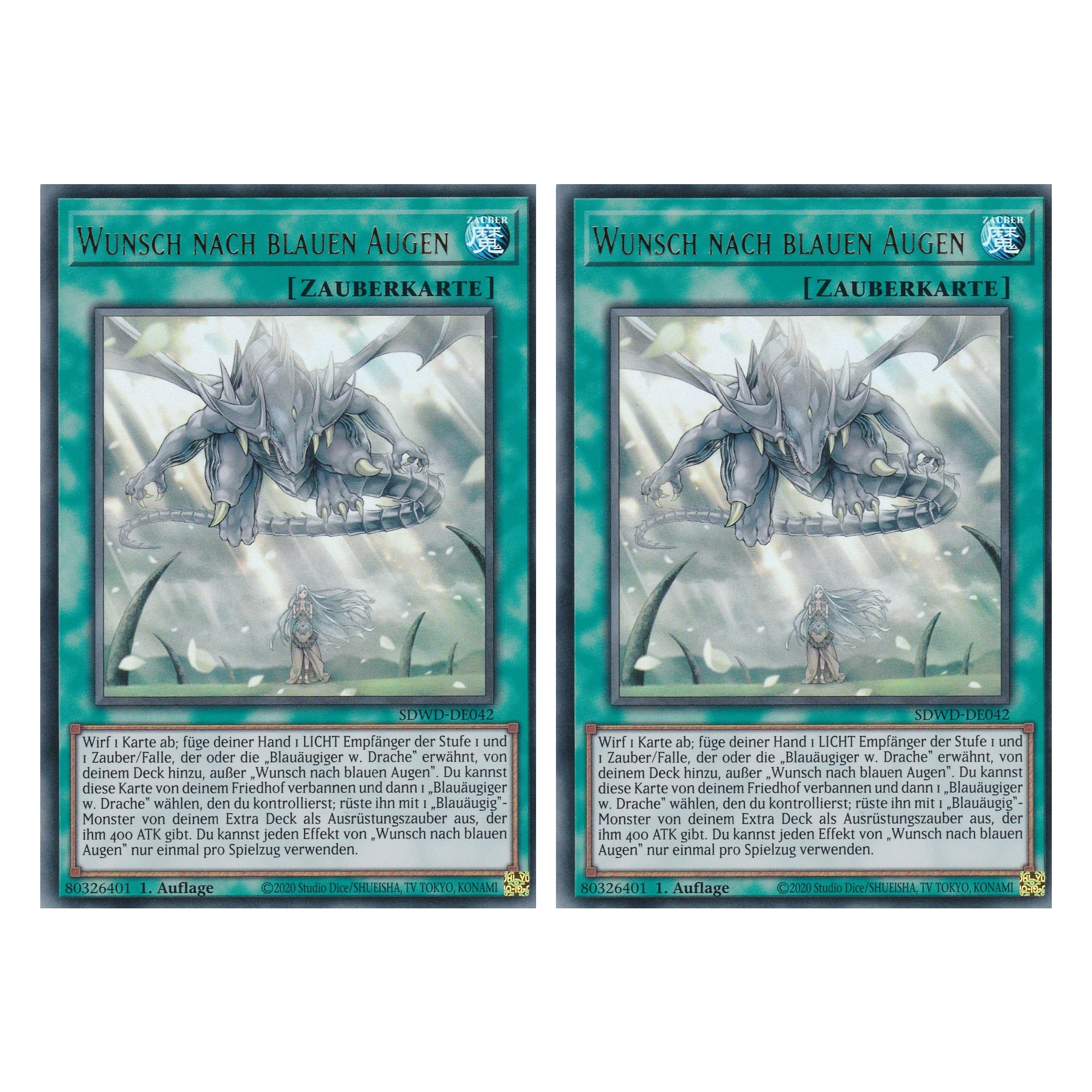 Wunsch nach blauen Augen (V.1) - SDWD-DE042 - Ultra Rare - Deutsch - 1. Auflage - Structure Deck: Blue Eyes White Destiny - Duo Set (2 Stück) - Yu-Gi-Oh!