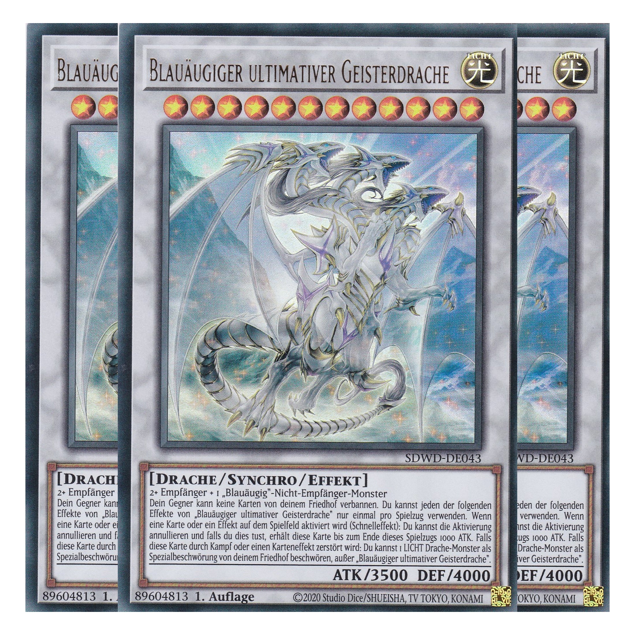 Blauäugiger ultimativer Geisterdrache (V.1) - SDWD-DE043 - Ultra Rare - Deutsch - 1. Auflage - Structure Deck: Blue Eyes White Destiny - Playset (3 Kopien) - Yu-Gi-Oh!