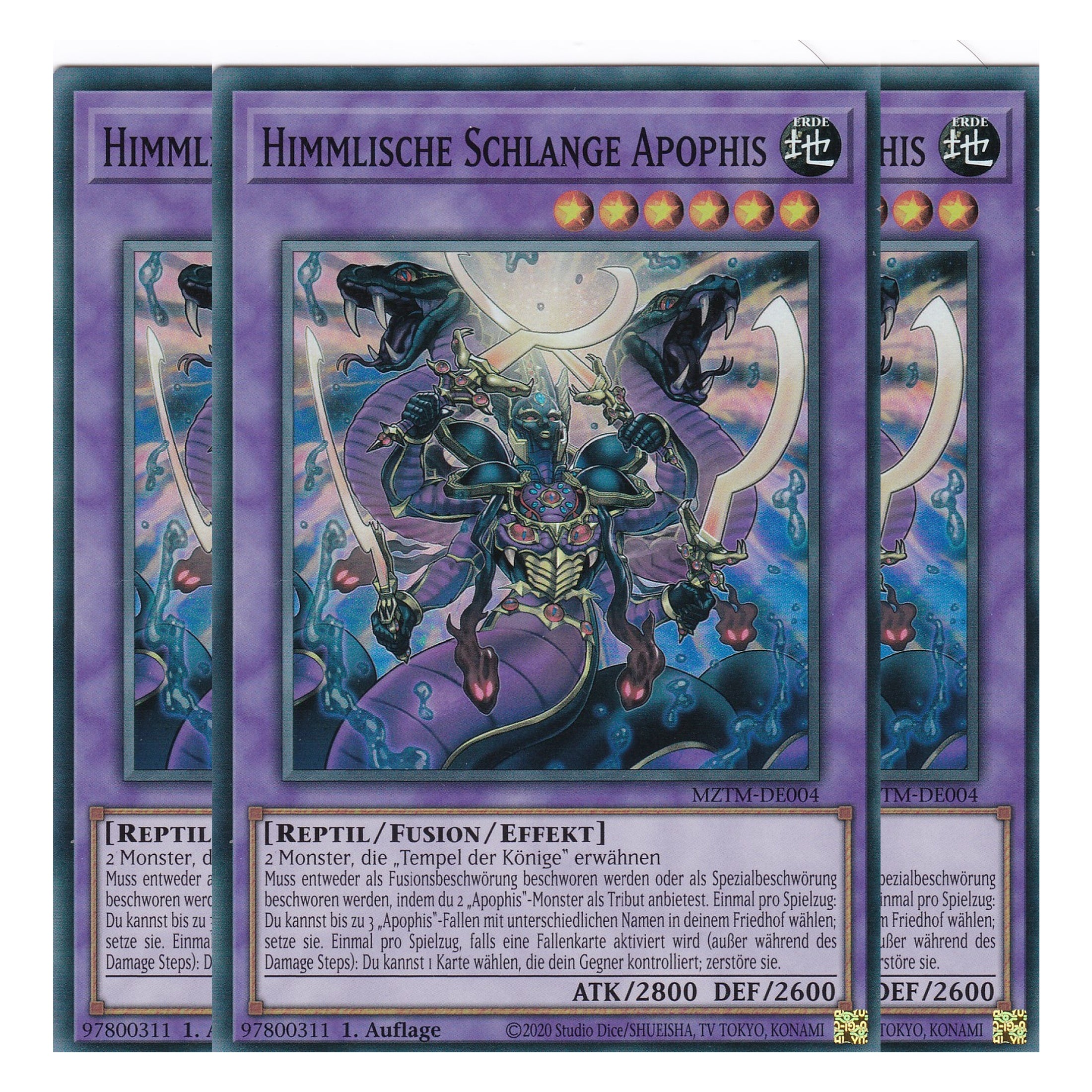 Himmlische Schlange Apophis - MZTM-DE004 - Super Rare - Deutsch - 1. Auflage - Maze of the Master - Playset (3 Kopien) - Yu-Gi-Oh!
