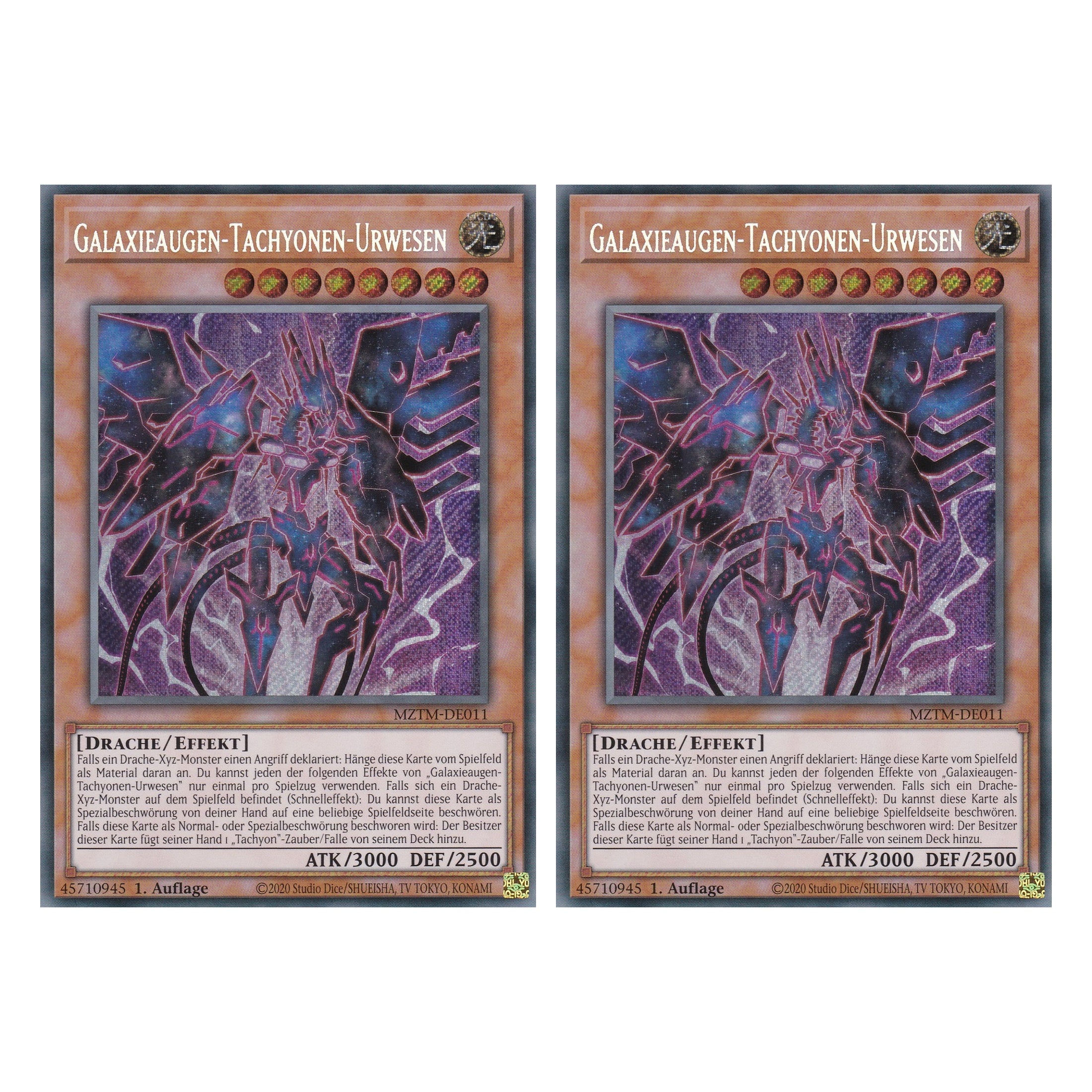 Galaxieaugen-Tachyonen-Urwesen - MZTM-DE011 - Secret Rare - Deutsch - 1. Auflage - Maze of the Master - Duo Set (2 Stück) - Yu-Gi-Oh!
