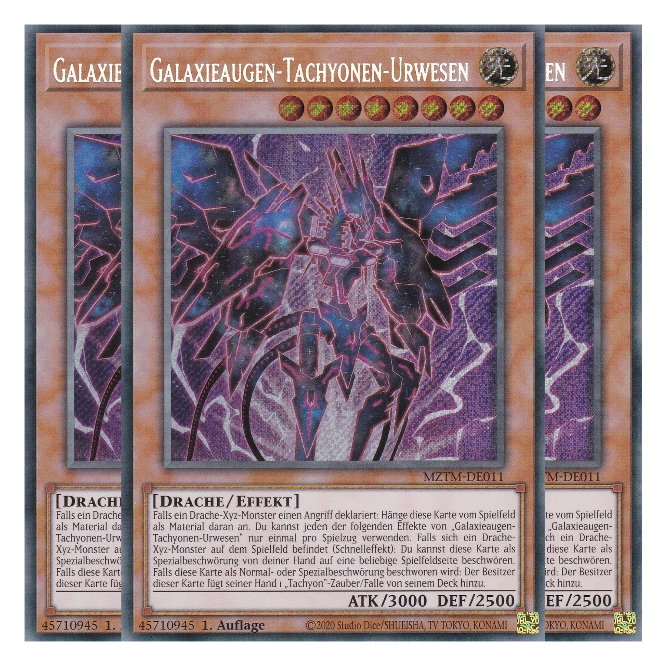 Galaxieaugen-Tachyonen-Urwesen - MZTM-DE011 - Secret Rare - Deutsch - 1. Auflage - Maze of the Master - Playset (3 Kopien) - Yu-Gi-Oh!