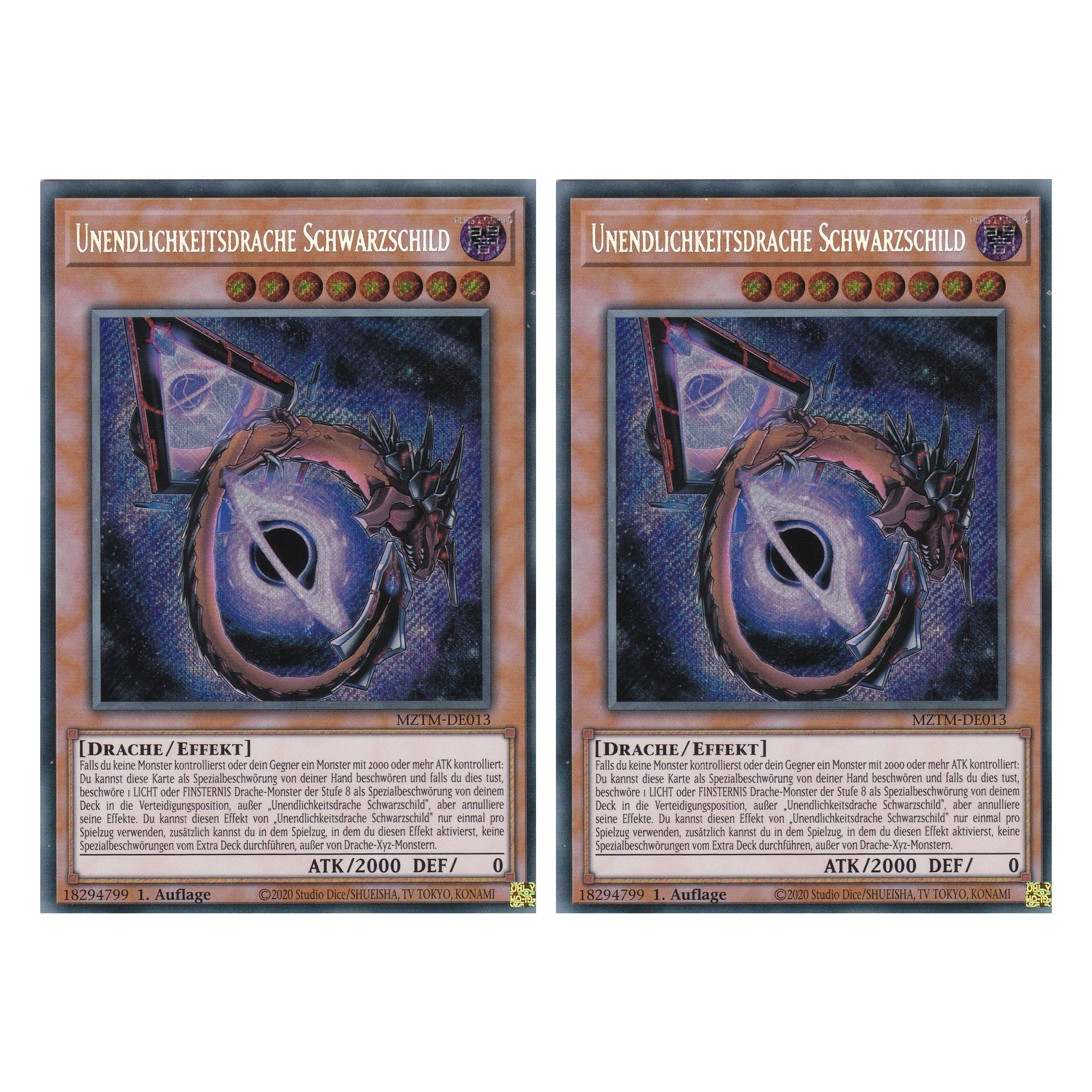 Unendlichkeitsdrache Schwarzschild - MZTM-DE013 - Secret Rare - Deutsch - 1. Auflage - Maze of the Master - Duo Set (2 Stück) - Yu-Gi-Oh!