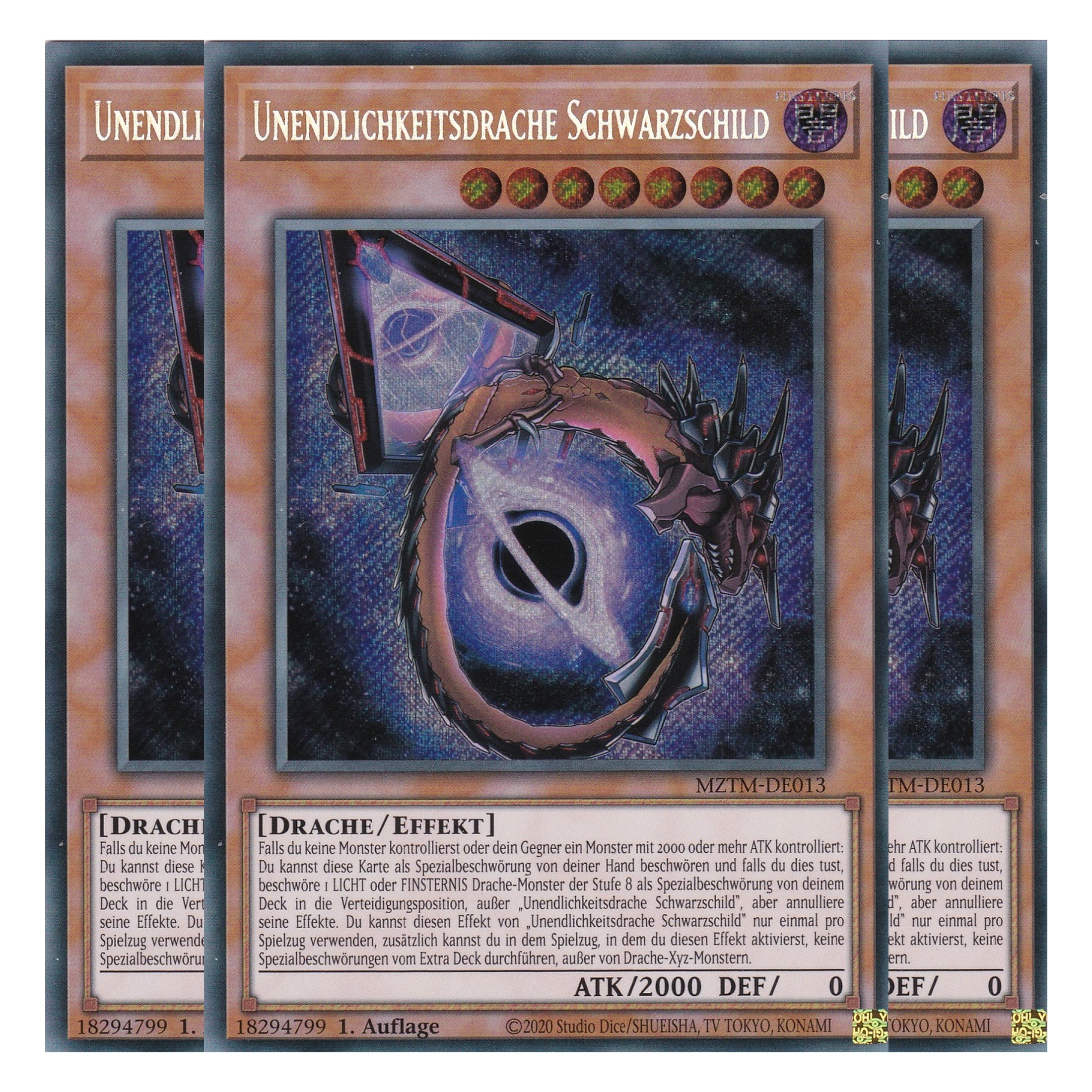 Unendlichkeitsdrache Schwarzschild - MZTM-DE013 - Secret Rare - Deutsch - 1. Auflage - Maze of the Master - Playset (3 Kopien) - Yu-Gi-Oh!