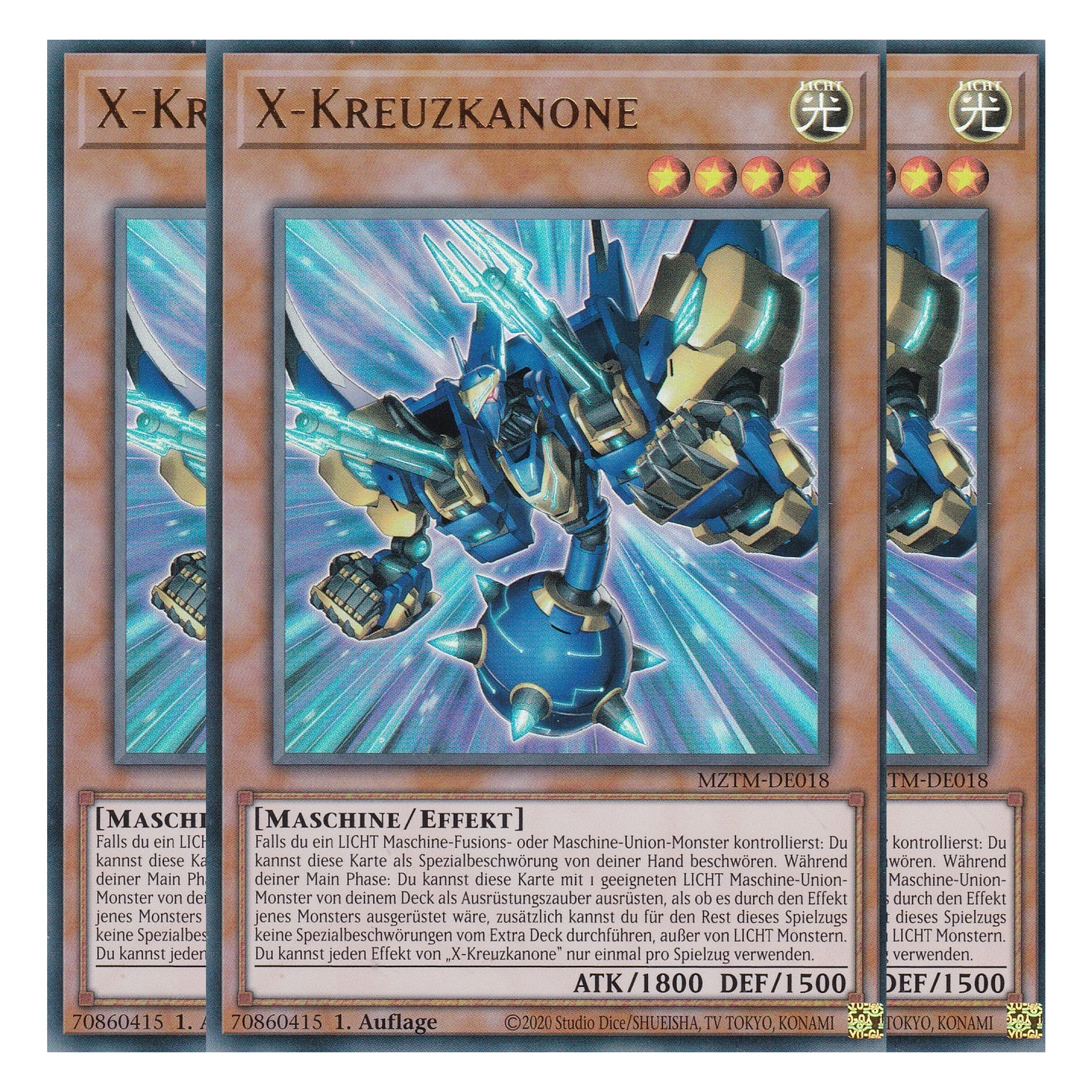 X-Kreuzkanone - MZTM-DE018 - Ultra Rare - Deutsch - 1. Auflage - Maze of the Master - Playset (3 Kopien) - Yu-Gi-Oh!