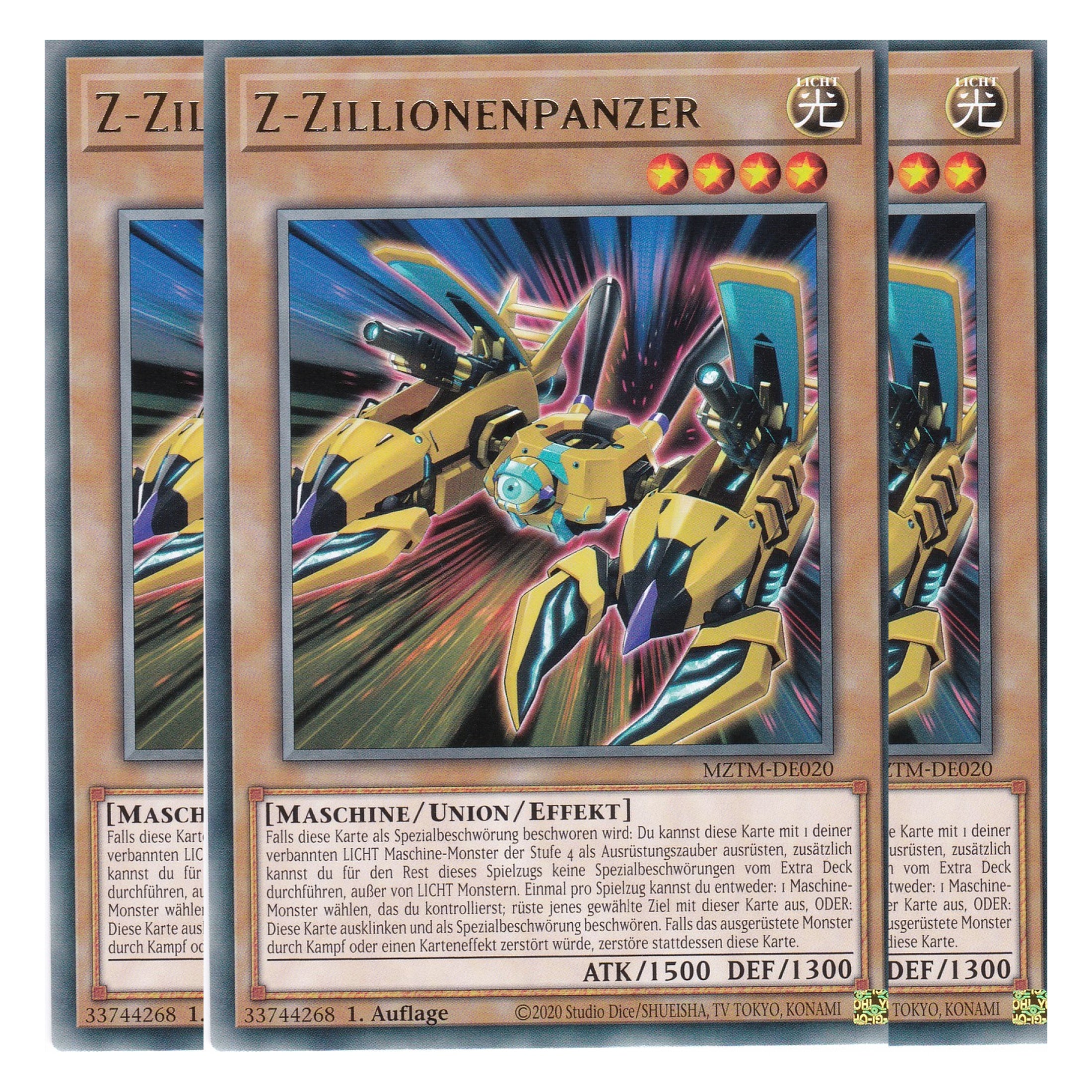 Z-Zillionenpanzer - MZTM-DE020 - Rare - Deutsch - 1. Auflage - Maze of the Master - Playset (3 Kopien) - Yu-Gi-Oh!